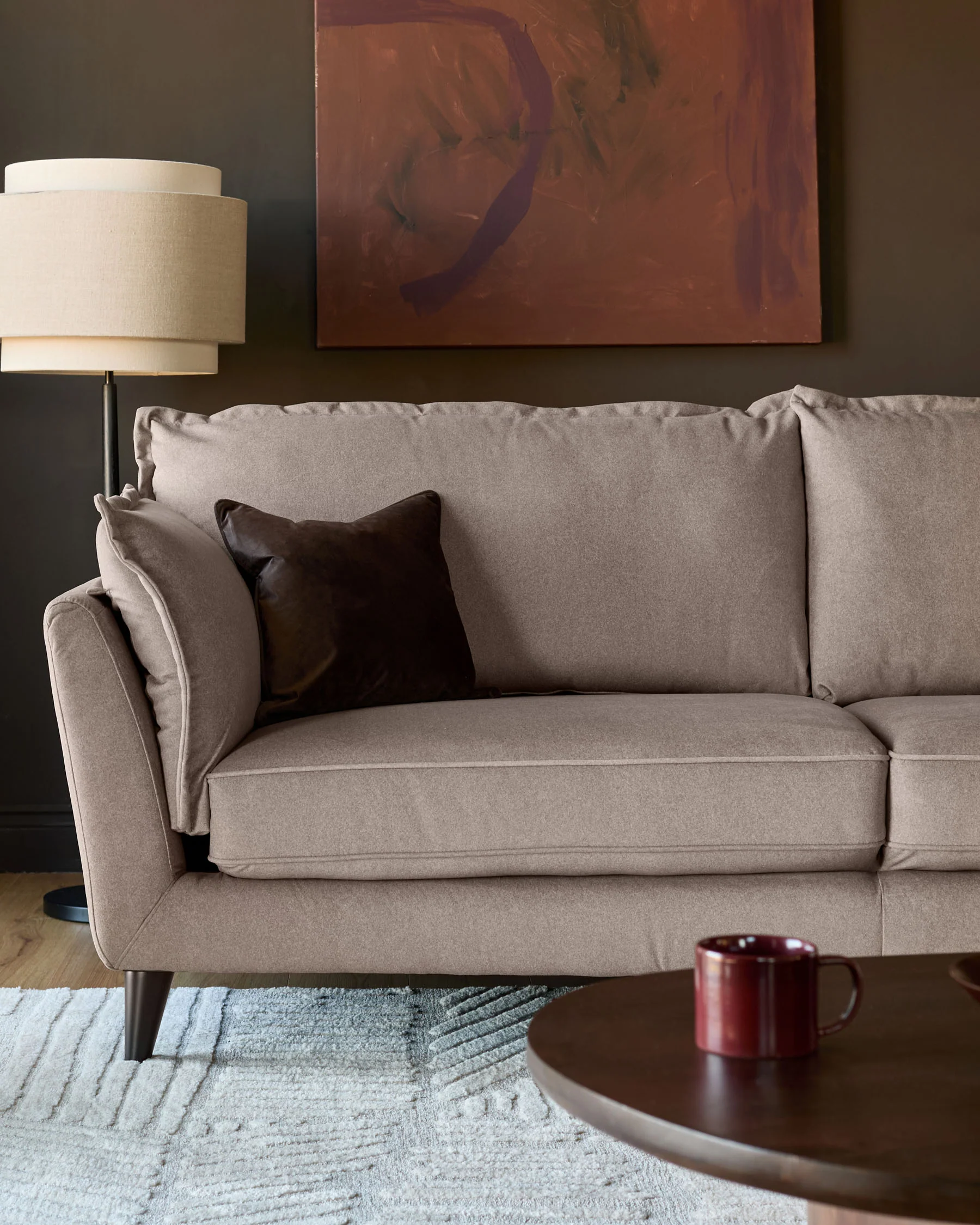 Otto mocha plush fabric 2 seater sofa - Image 3