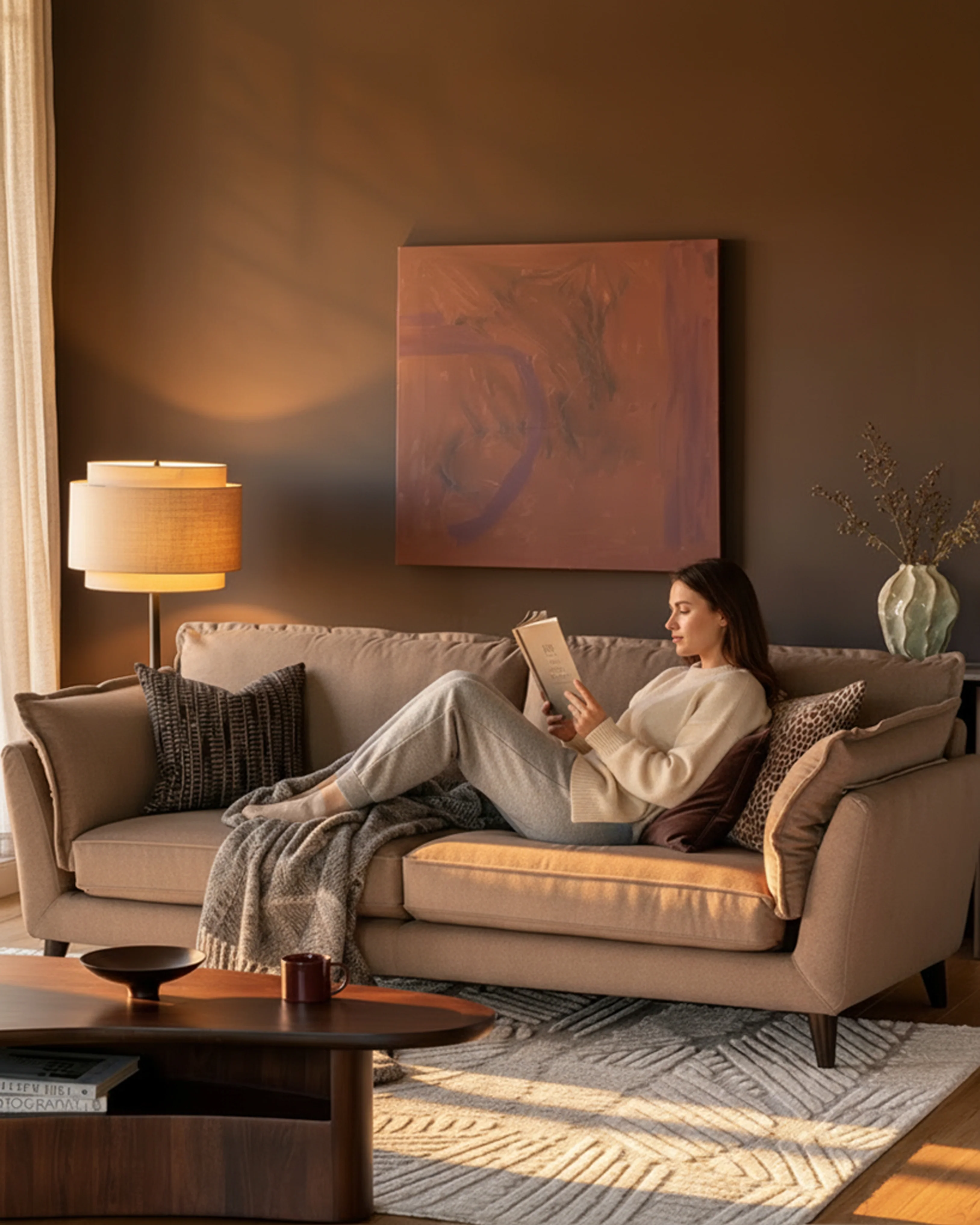 Otto mocha plush fabric 3 seater sofa - Image 6