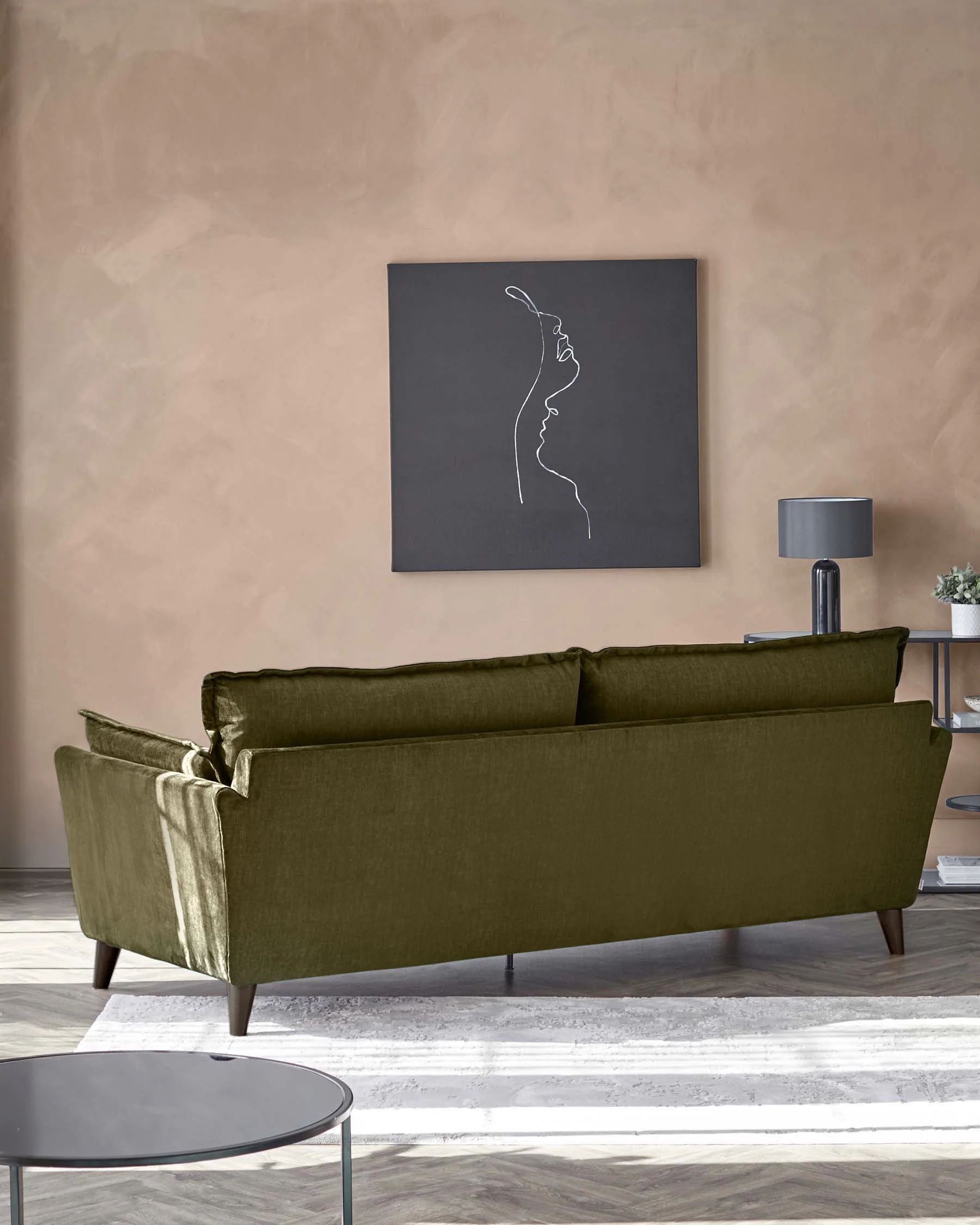 Otto olive green velvet 3 seater sofa - Image 4
