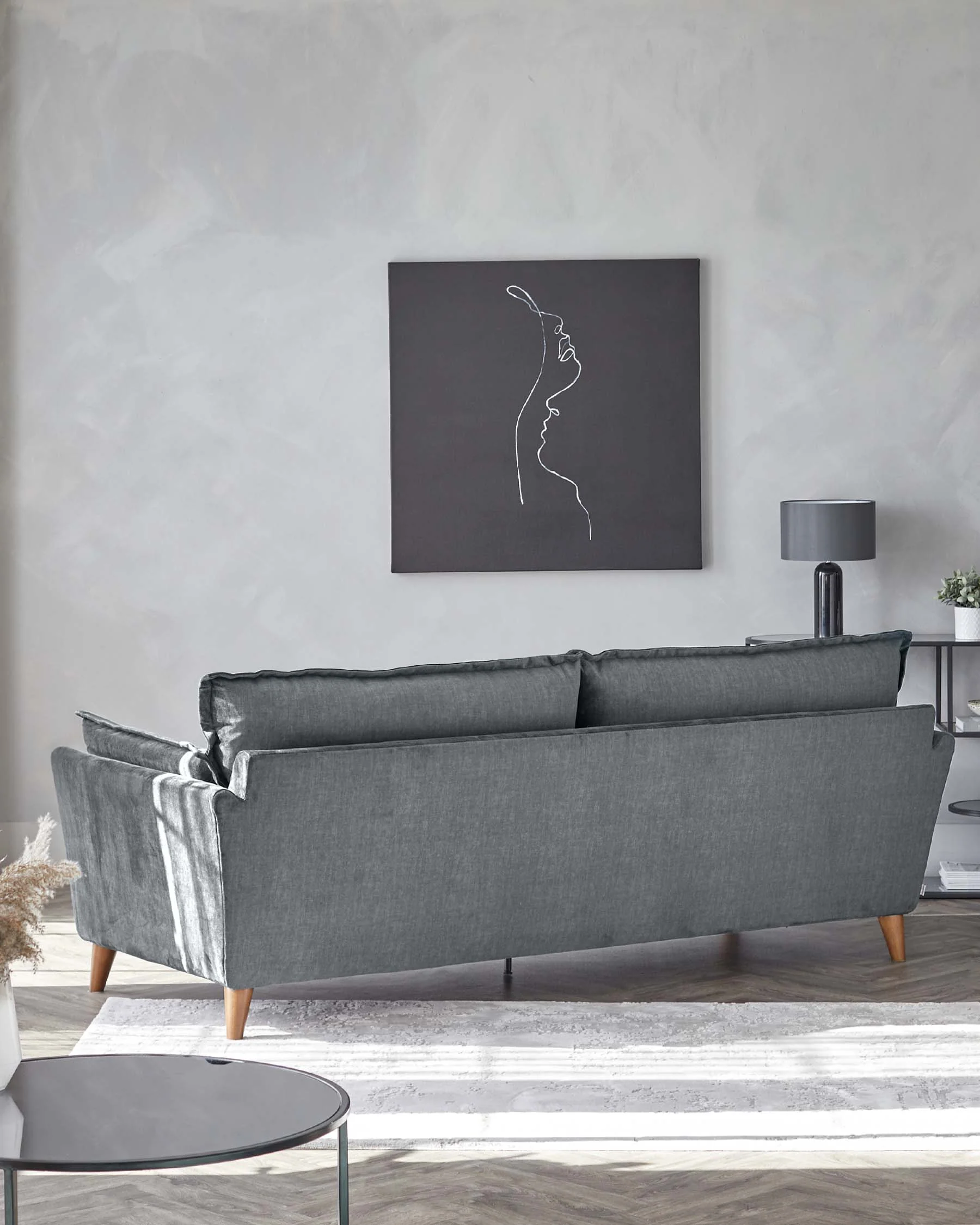 Otto Light Grey Chenille 3 Seater Sofa - Image 3