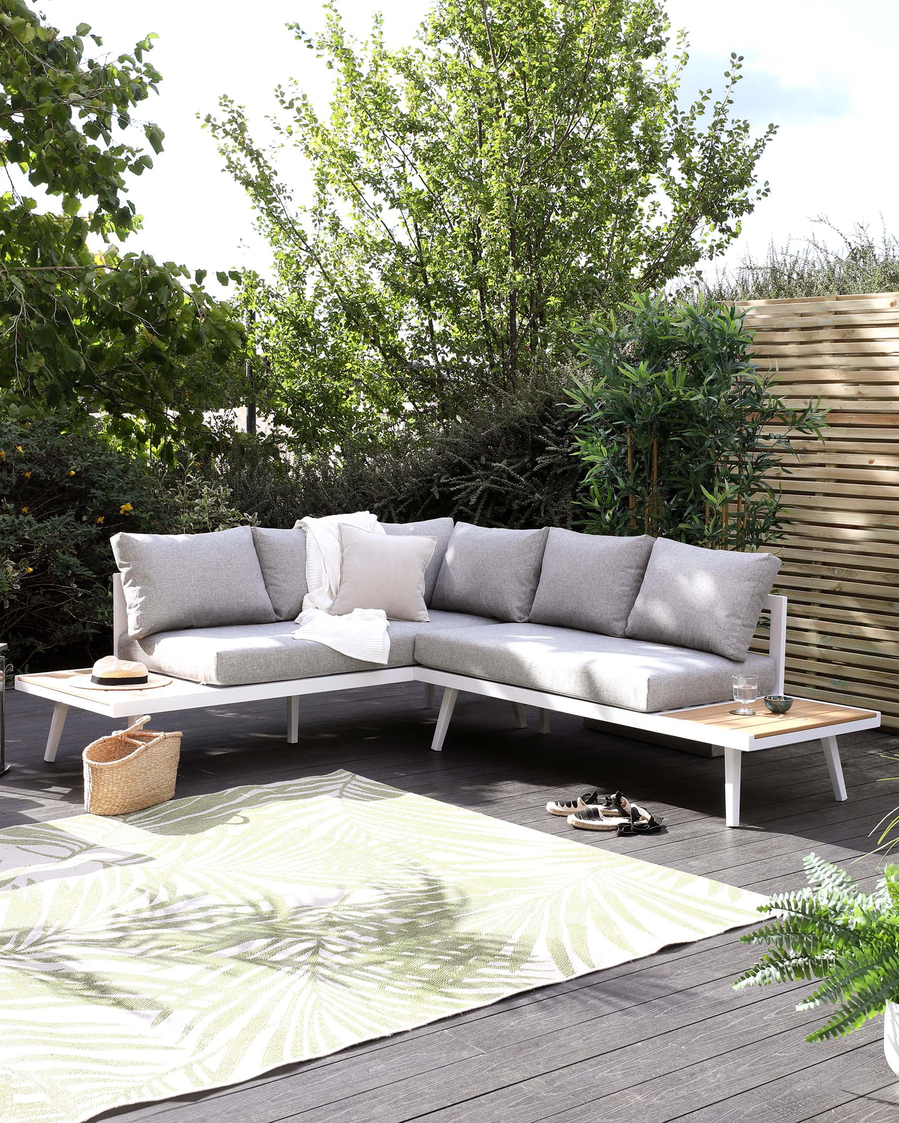 Palermo White Right Hand Corner Garden Dining Bench