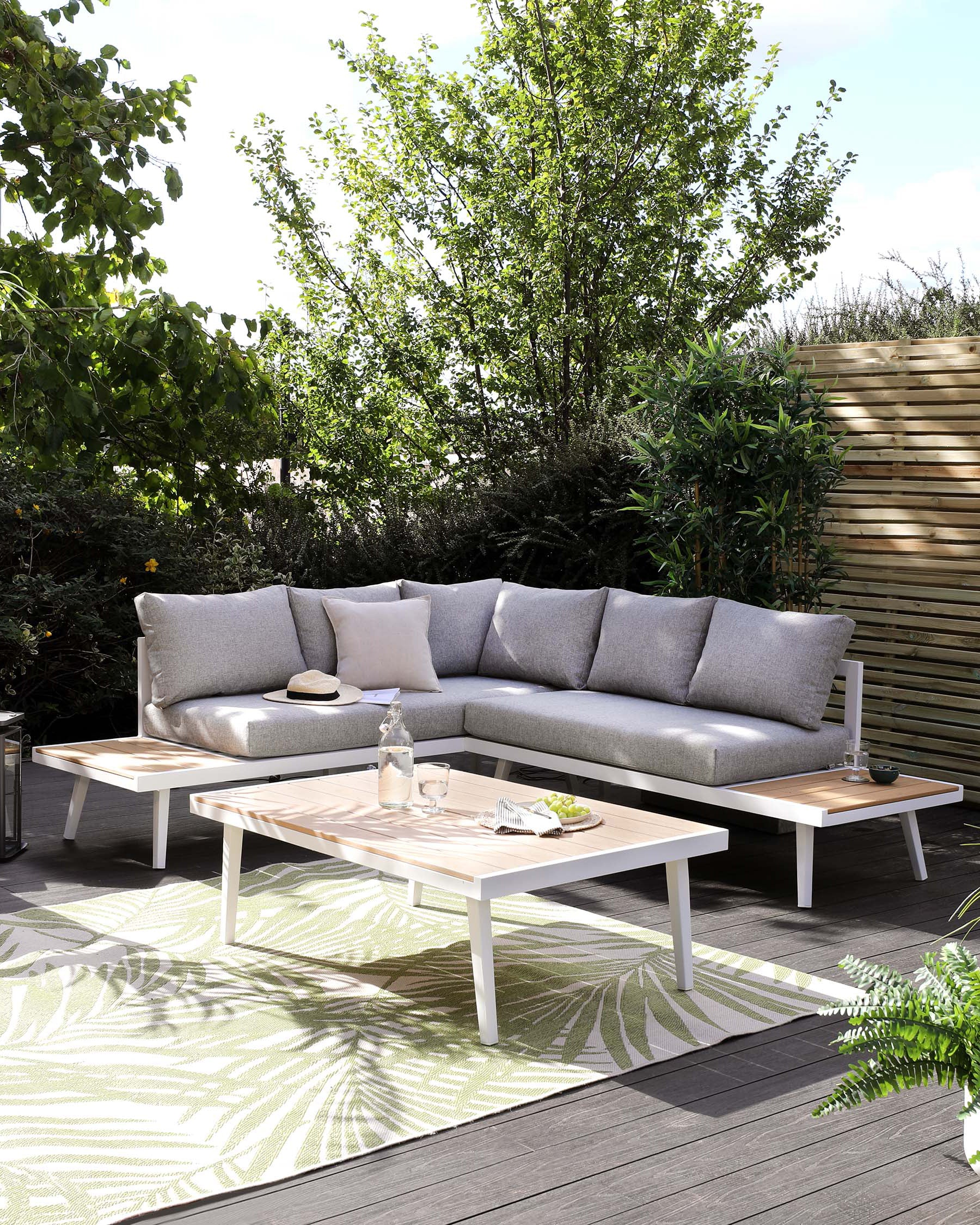 Palermo White Right Hand Corner Garden Dining Bench - Image 11