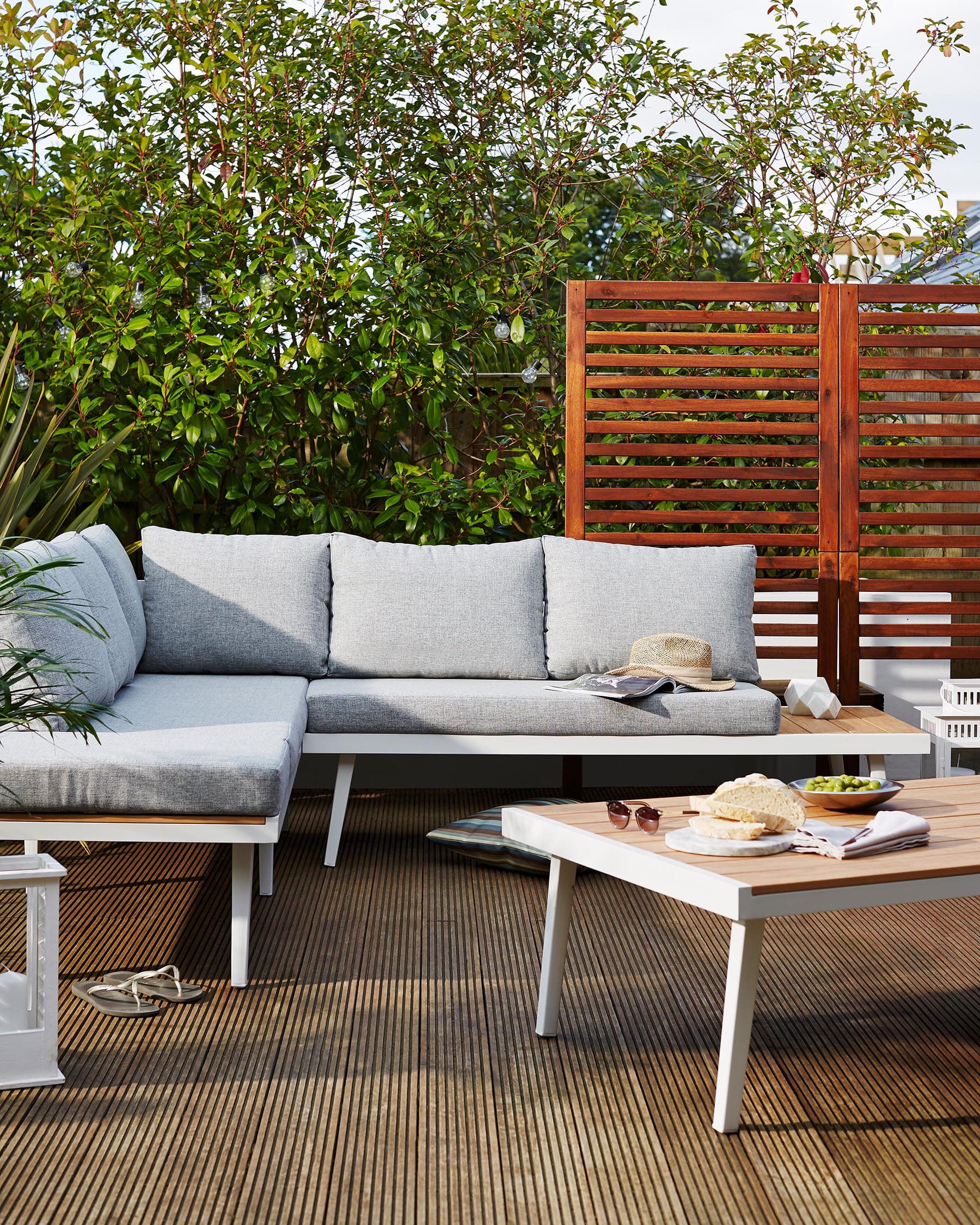 Palermo White Right Hand Corner Garden Dining Bench - Image 4