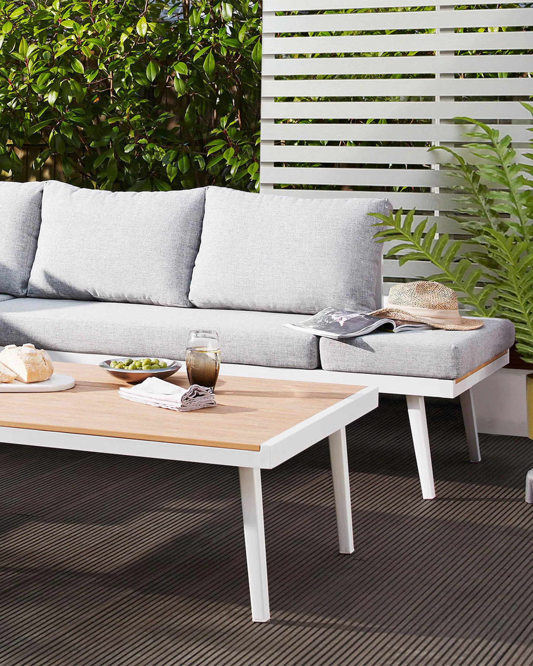 Palermo White Right Hand Corner Garden Dining Bench - Image 7