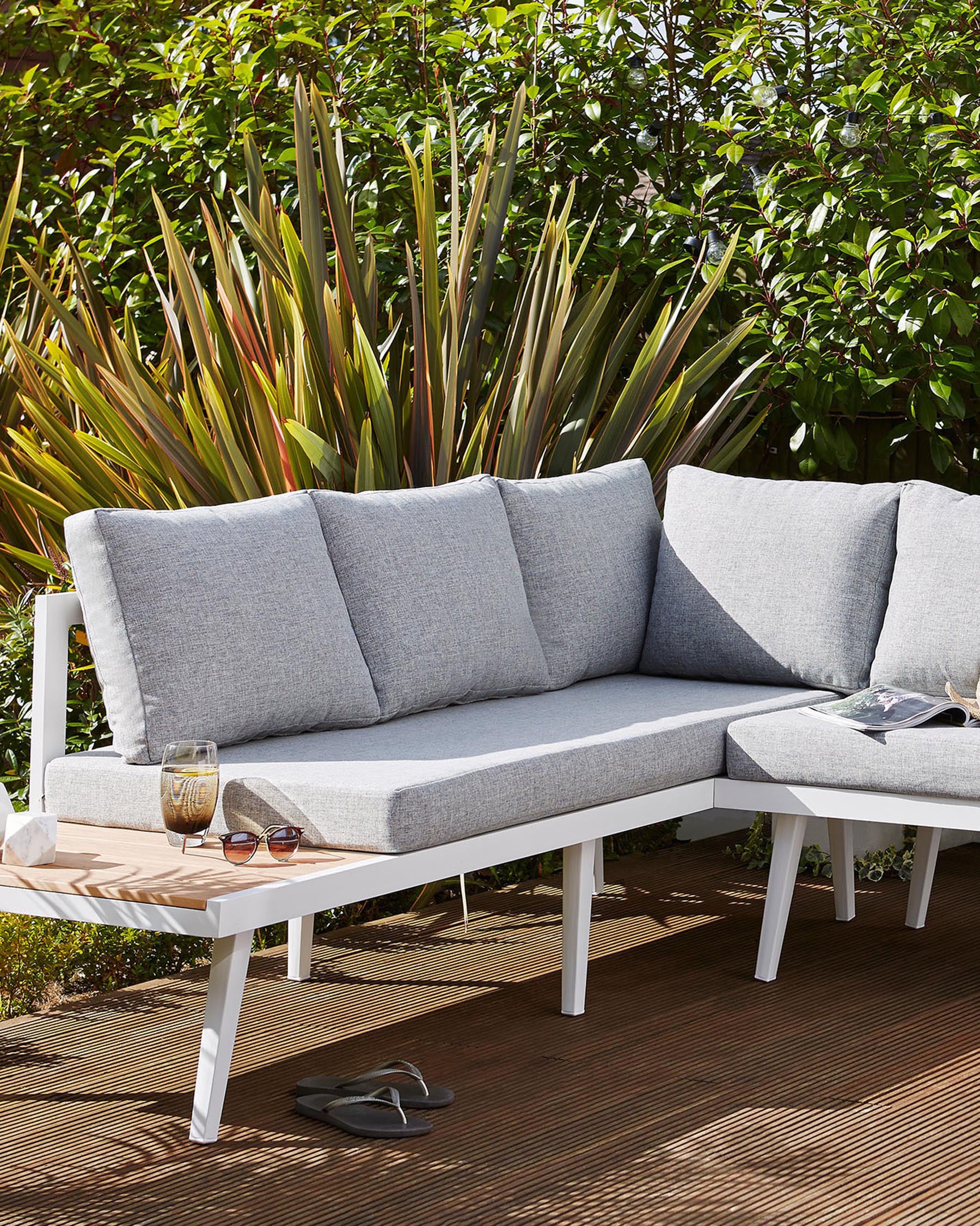 Palermo White Right Hand Corner Garden Dining Bench - Image 9