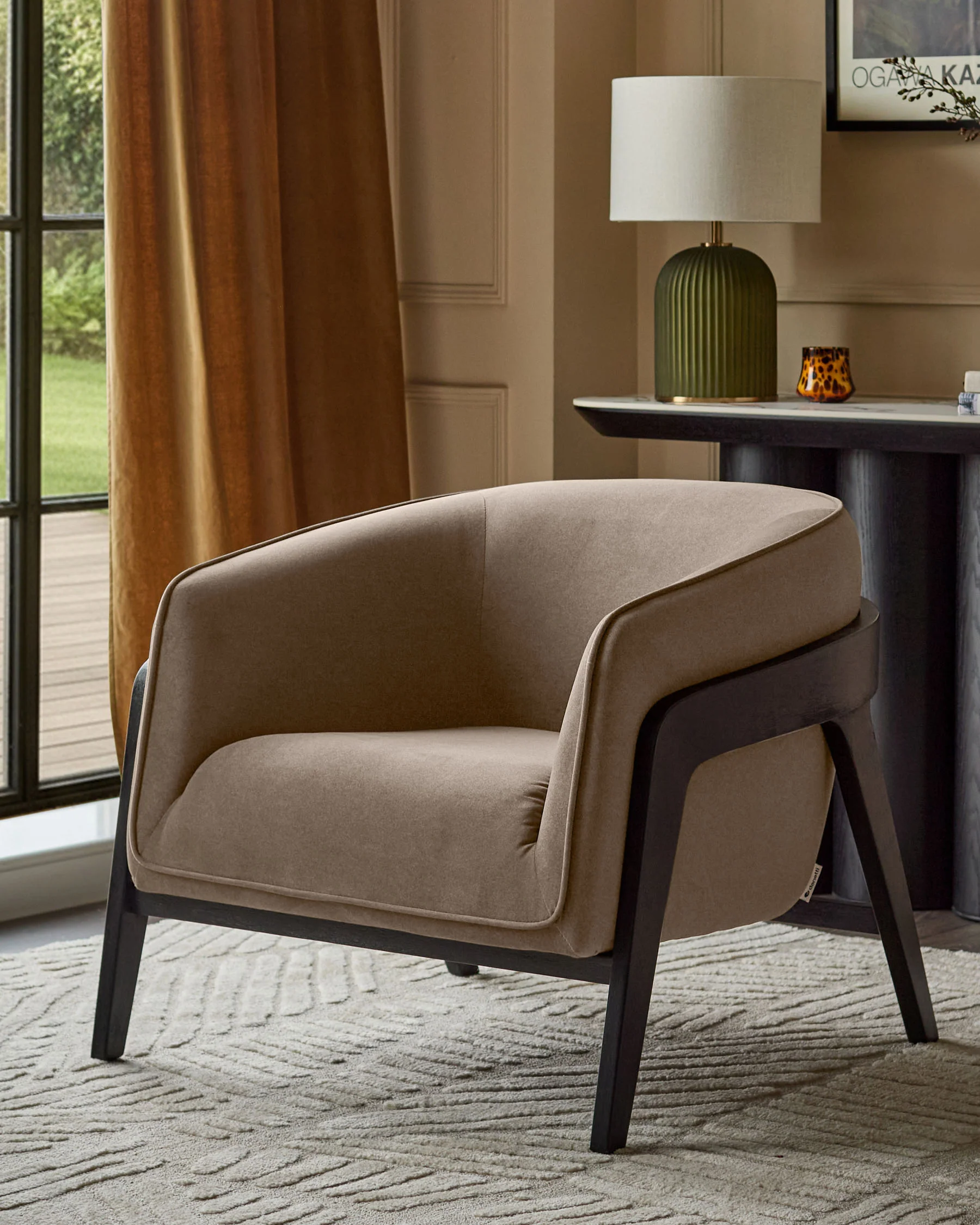 Palmer mocha plush fabric occasional chair