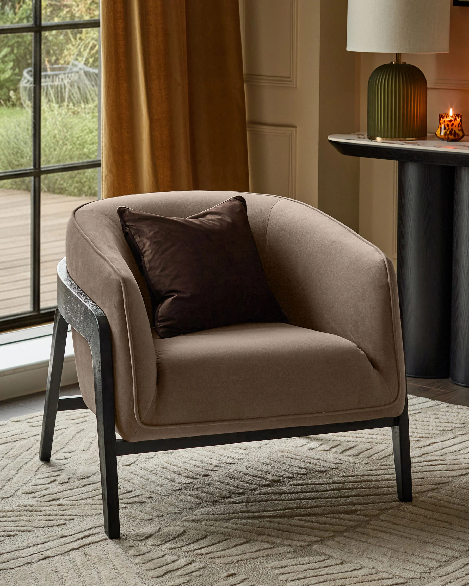 Palmer mocha plush fabric occasional chair - Image 2