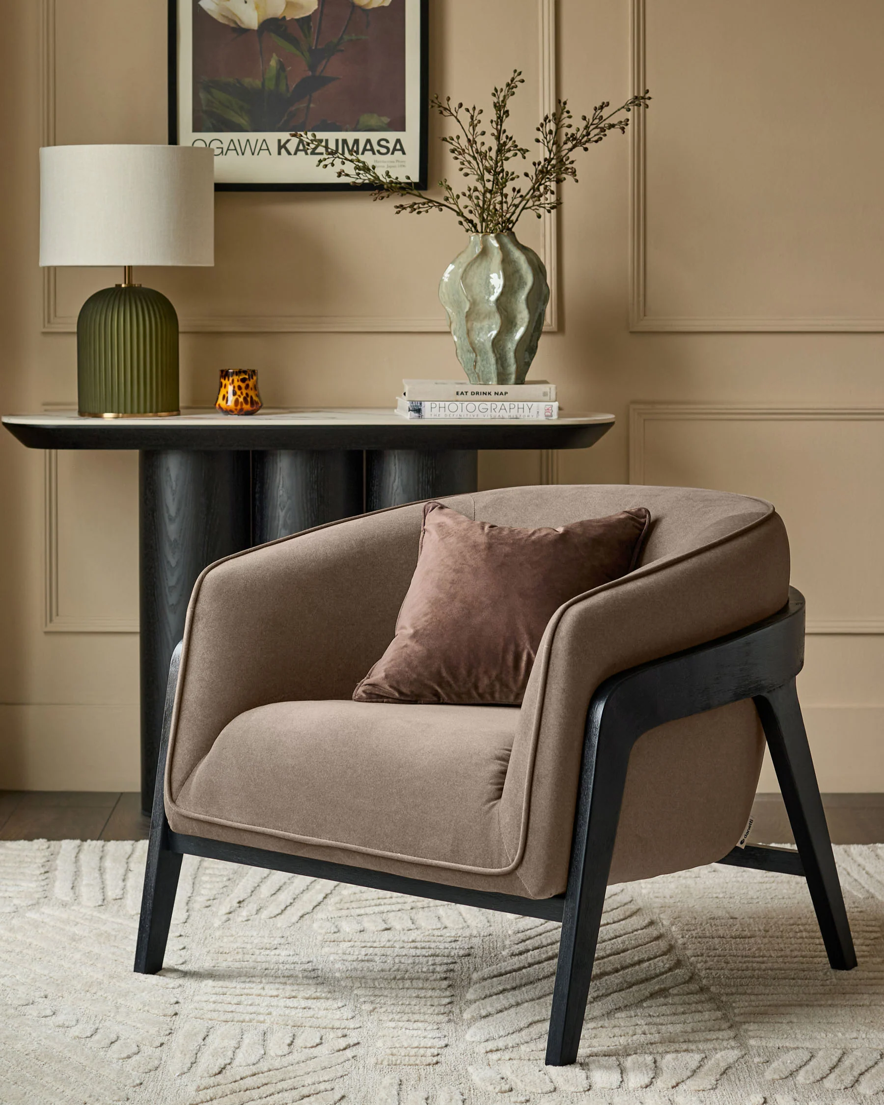 Palmer mocha plush fabric occasional chair - Image 3