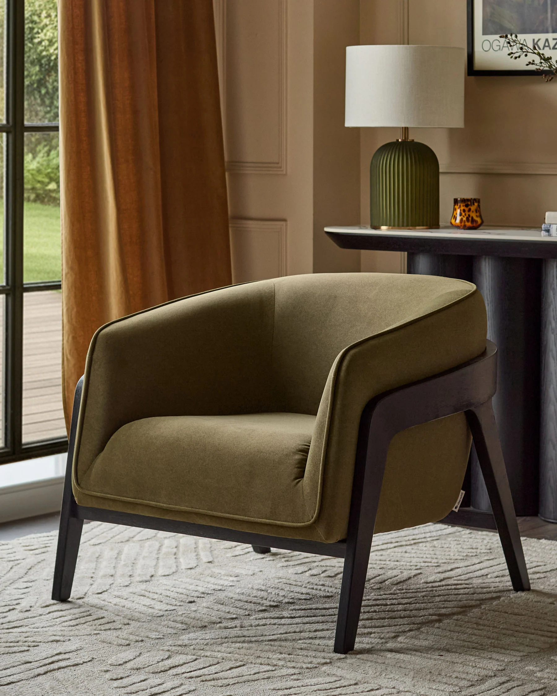 Palmer pistachio green plush fabric occasional chair