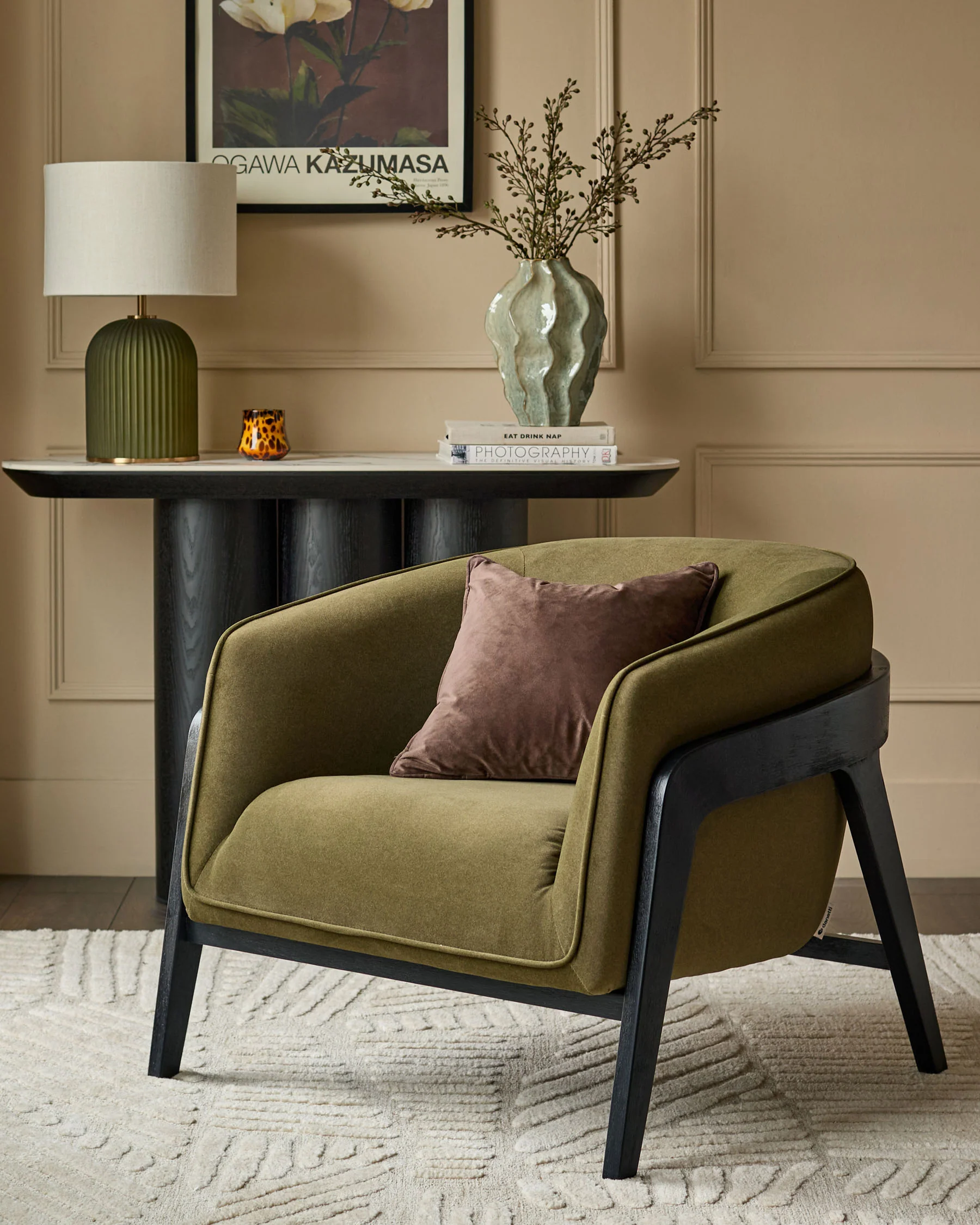 Palmer pistachio green plush fabric occasional chair - Image 3