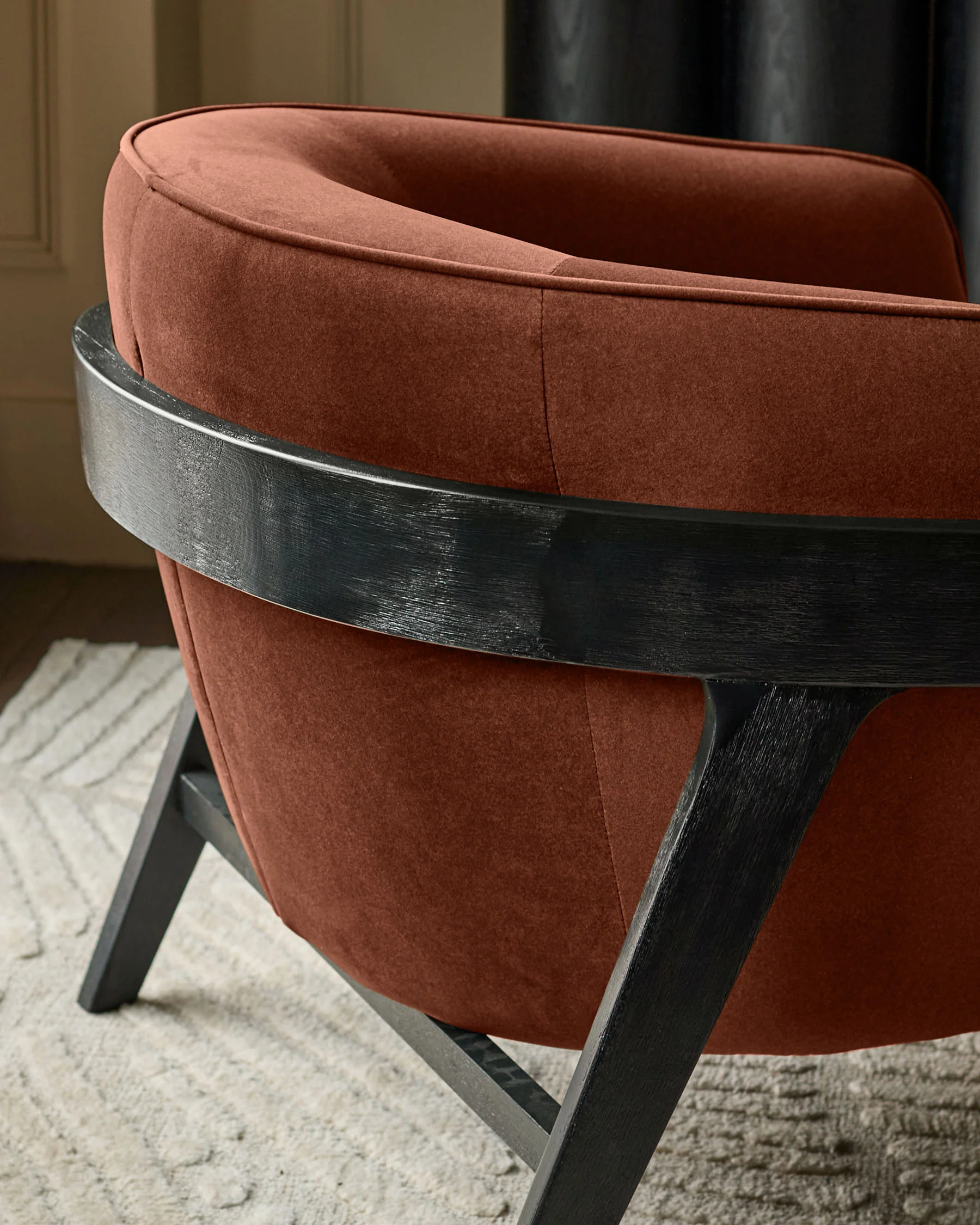 Palmer toffee red plush fabric occasional chair - Image 4