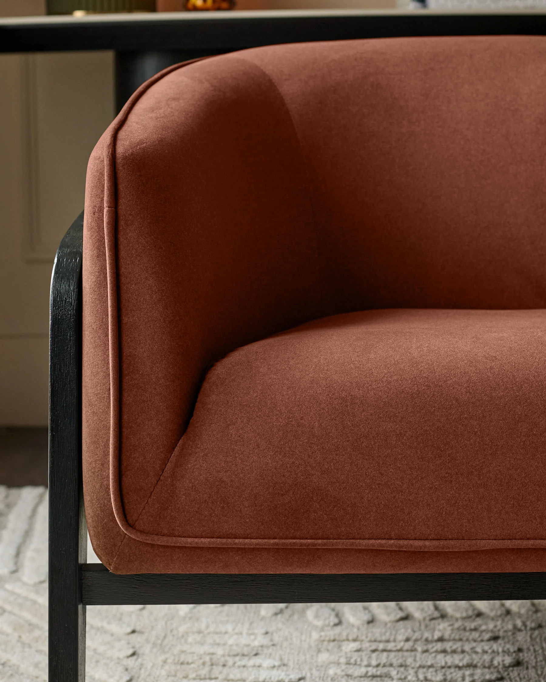 Palmer toffee red plush fabric occasional chair - Image 6
