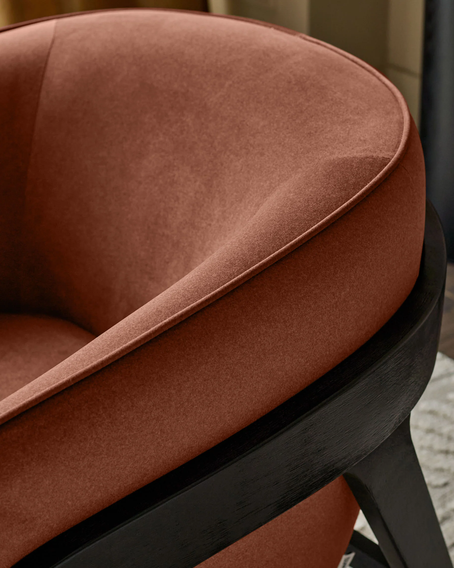 Palmer toffee red plush fabric occasional chair - Image 7
