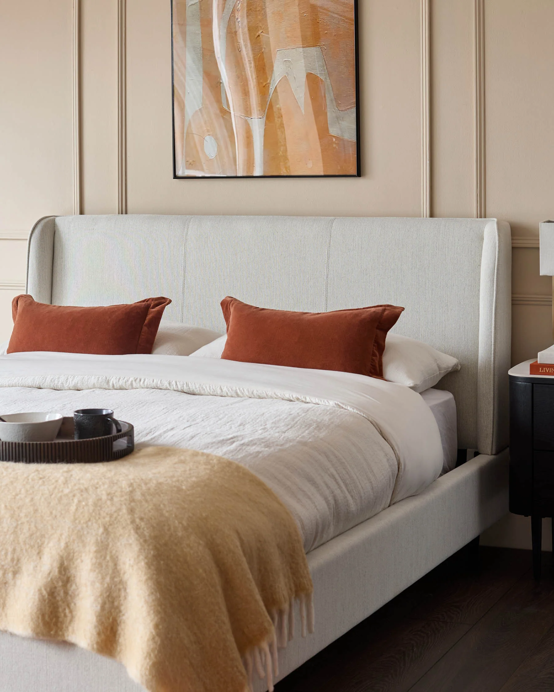 Paolo ivory dual tone fabric double bed