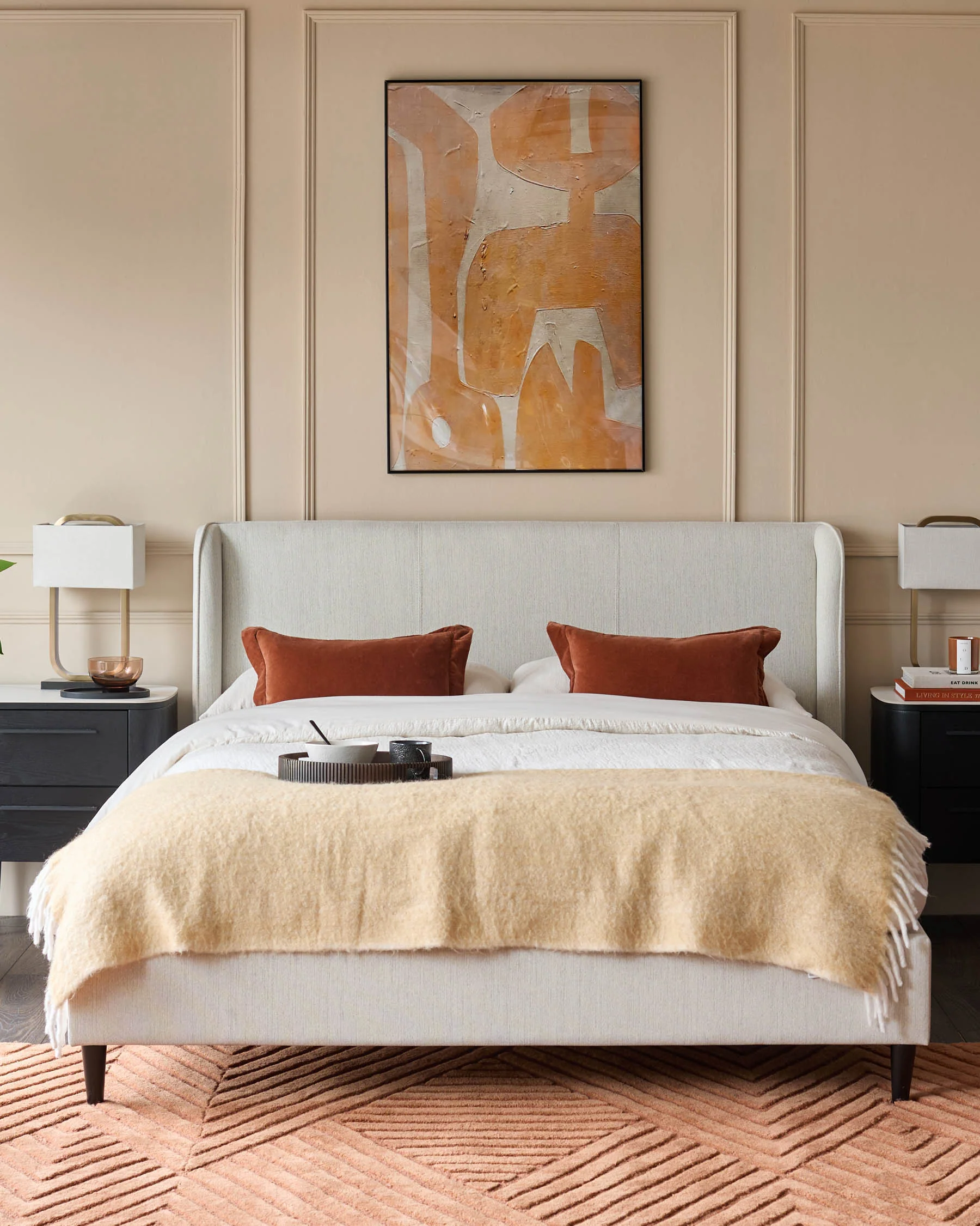 Paolo ivory dual tone fabric king bed - Image 2