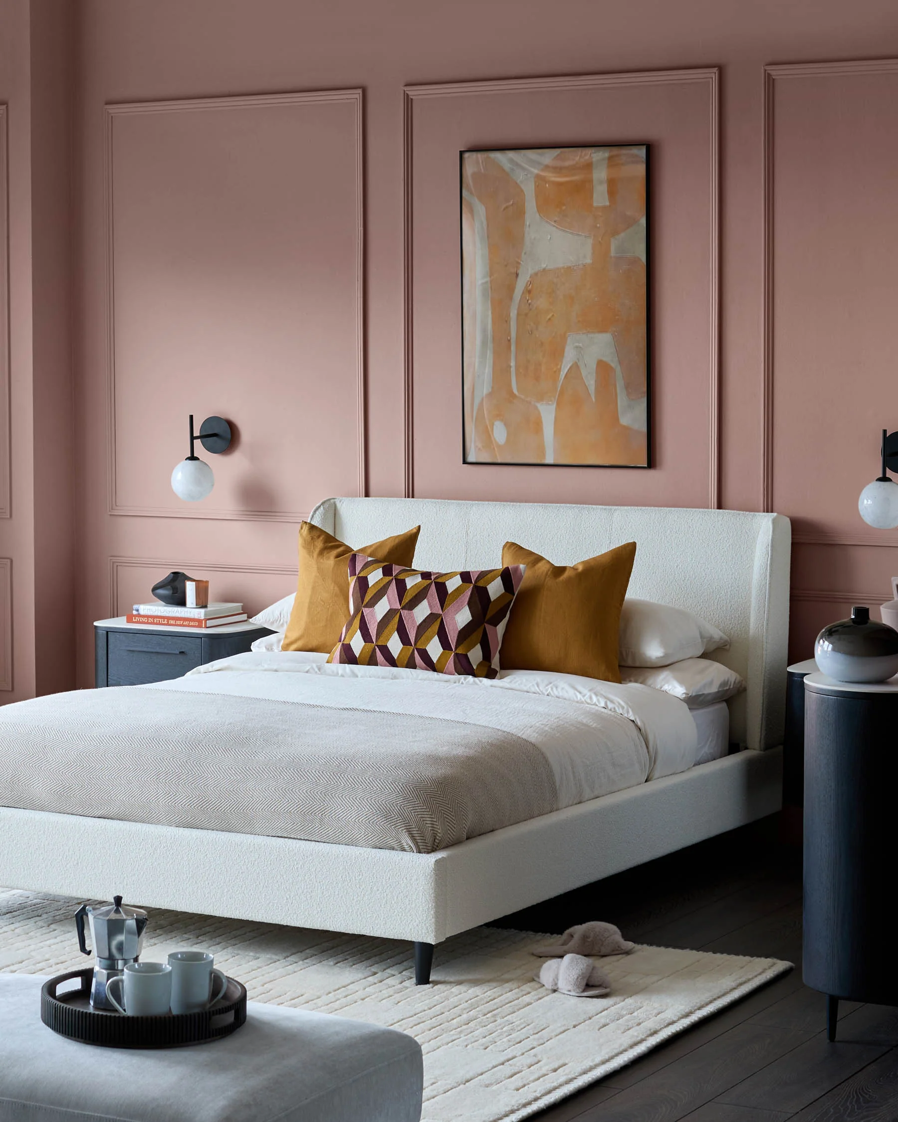Paolo Ivory Boucle Double Bed - Image 3
