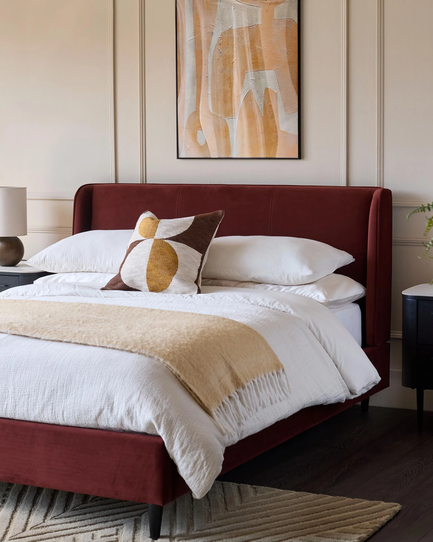 Paolo toffee red velvet king bed - Image 6