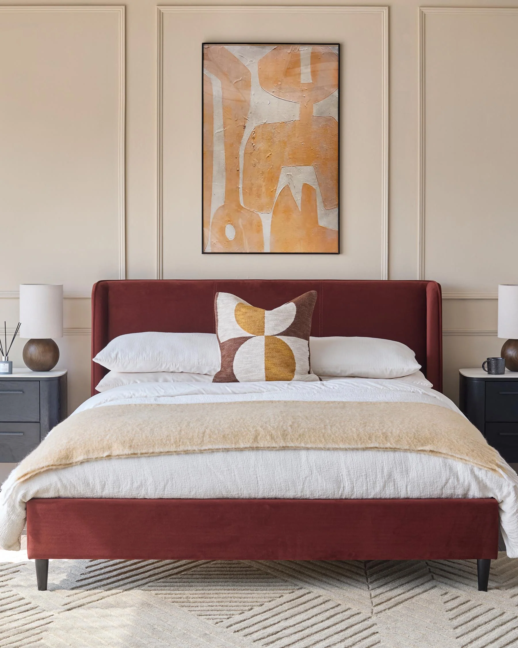 Paolo toffee red velvet super king bed - Image 2