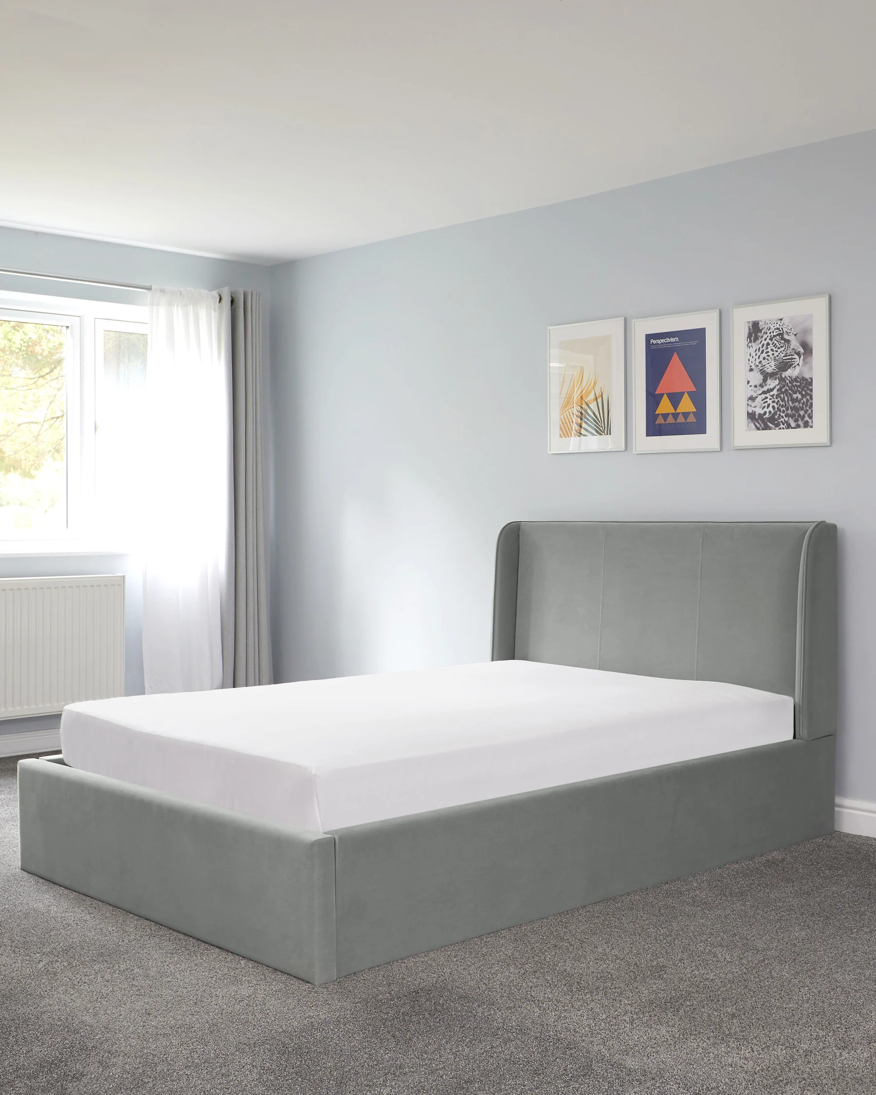 Paolo Light Grey Velvet King Size Ottoman Bed - Image 2
