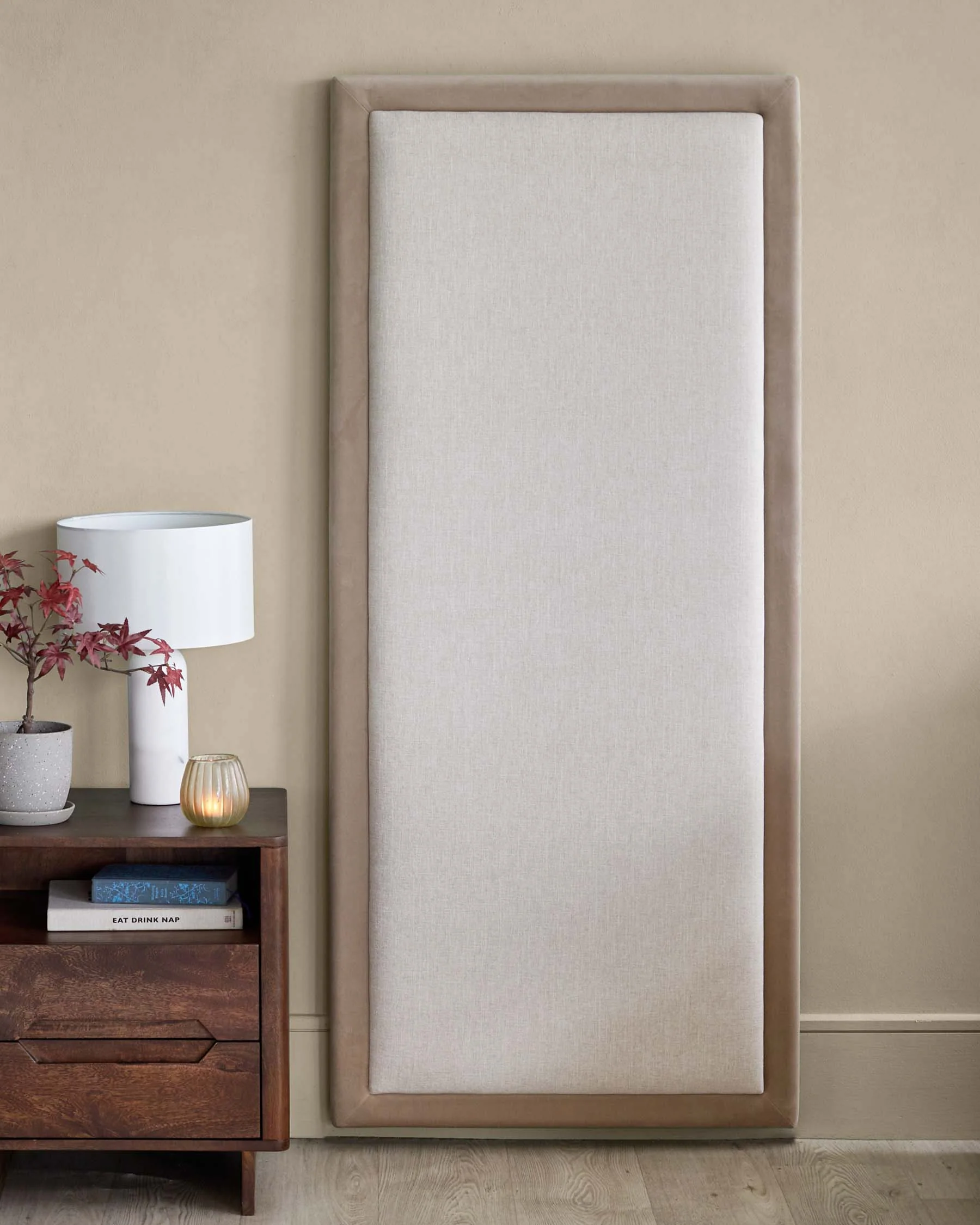 Penelope champagne natural mixed material large panel headboard