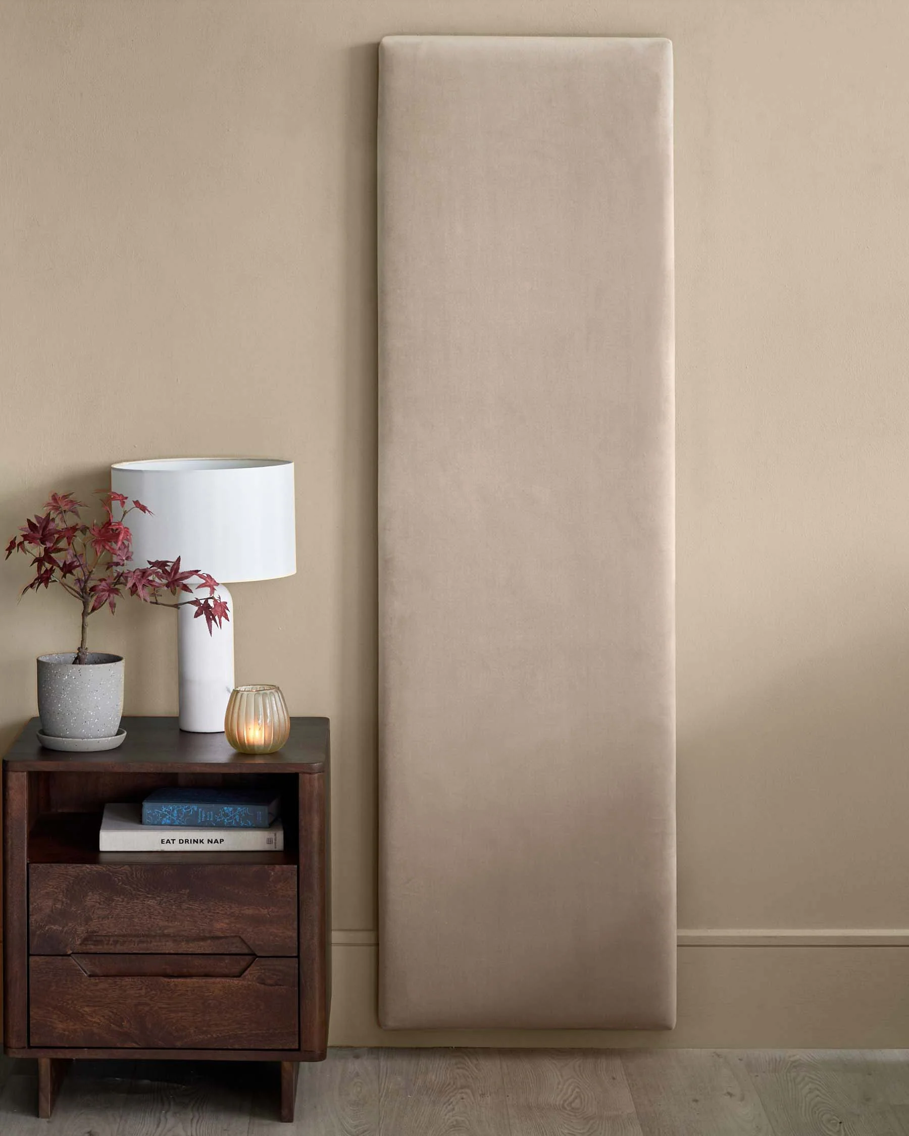 Penelope champagne velvet small panel headboard