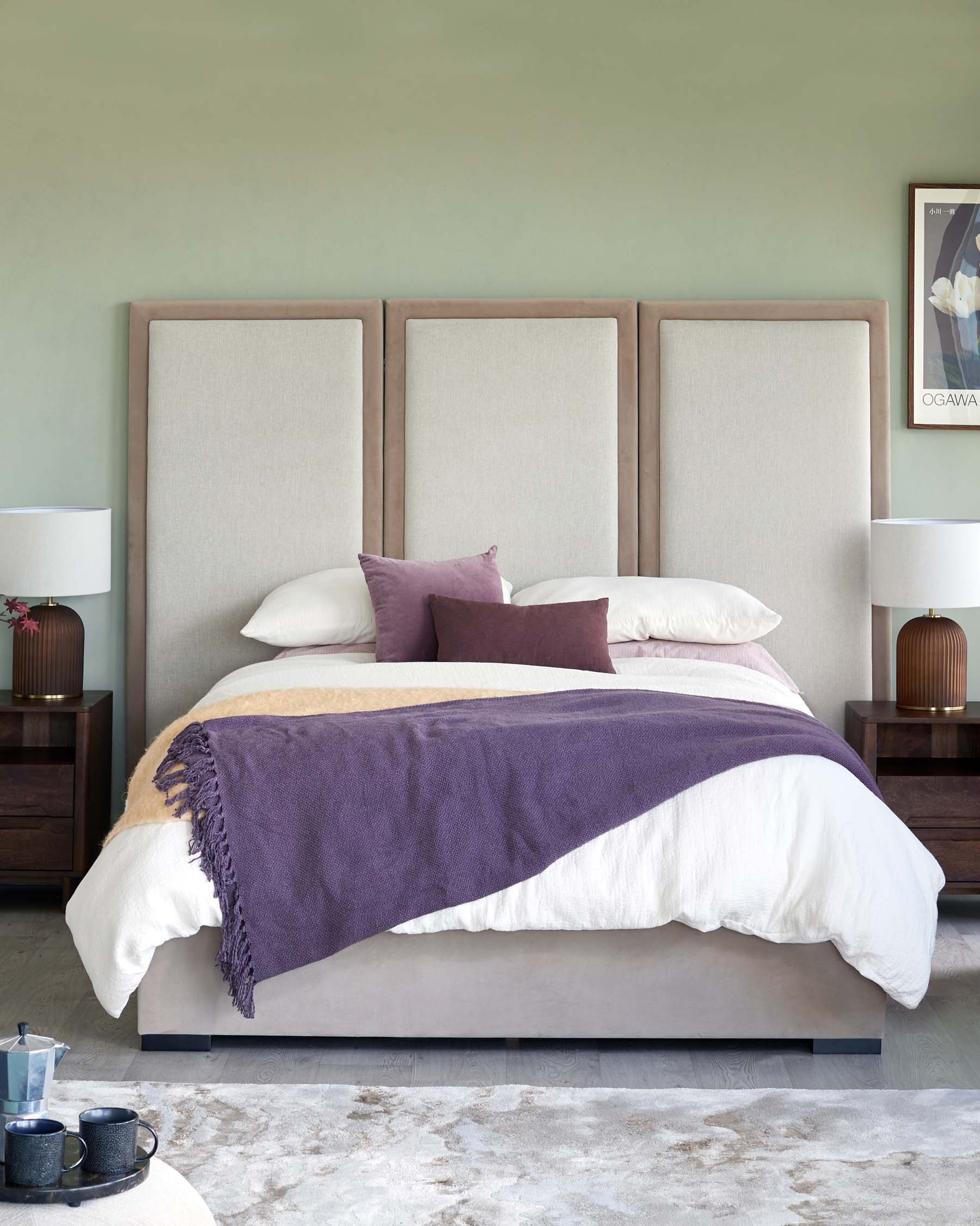 Penelope champagne natural mixed material super king ottoman bed with 3 panel headboard - Image 3