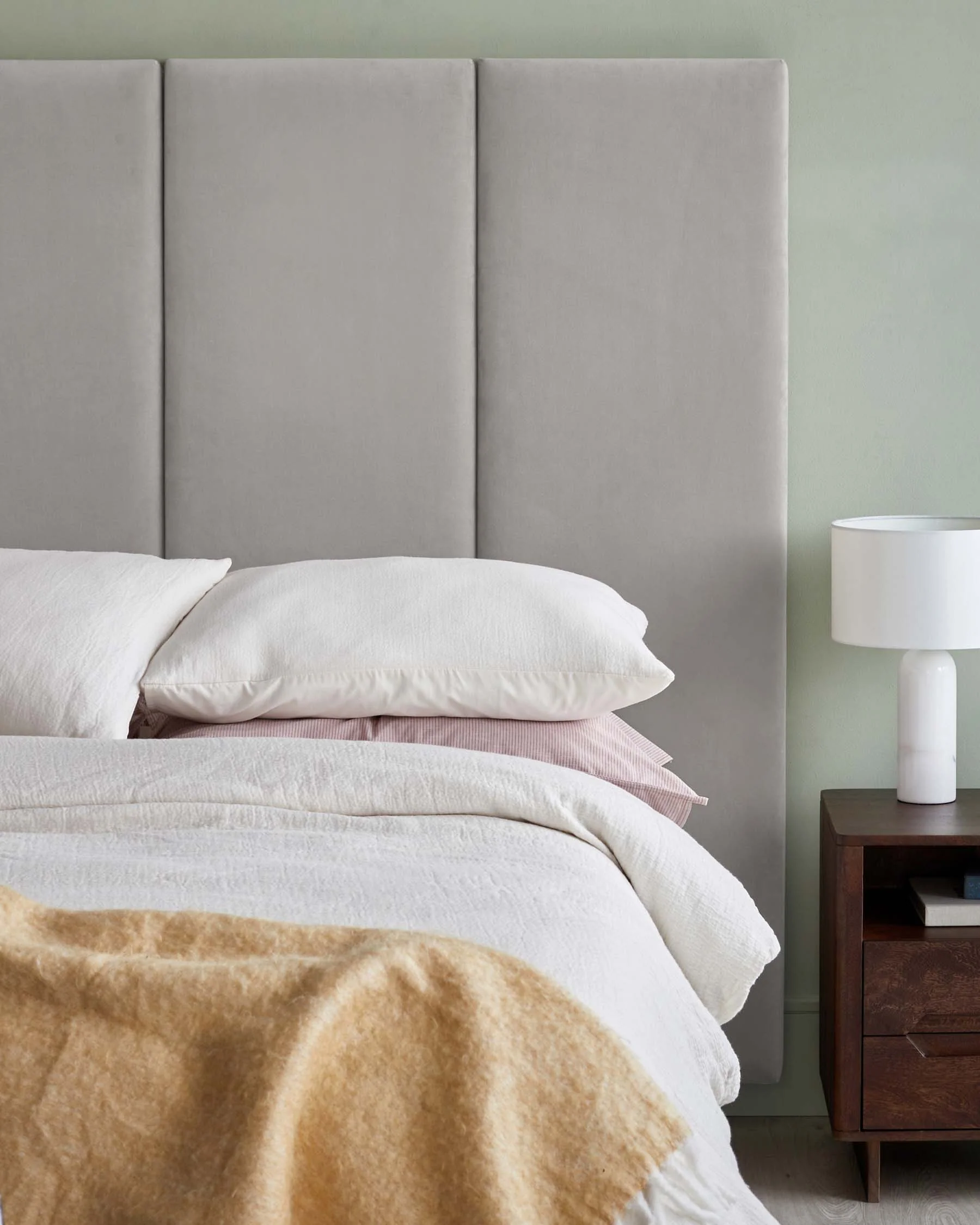 Penelope light grey recycled velvet super king ottoman bed with 4 panel headboard - Image 8