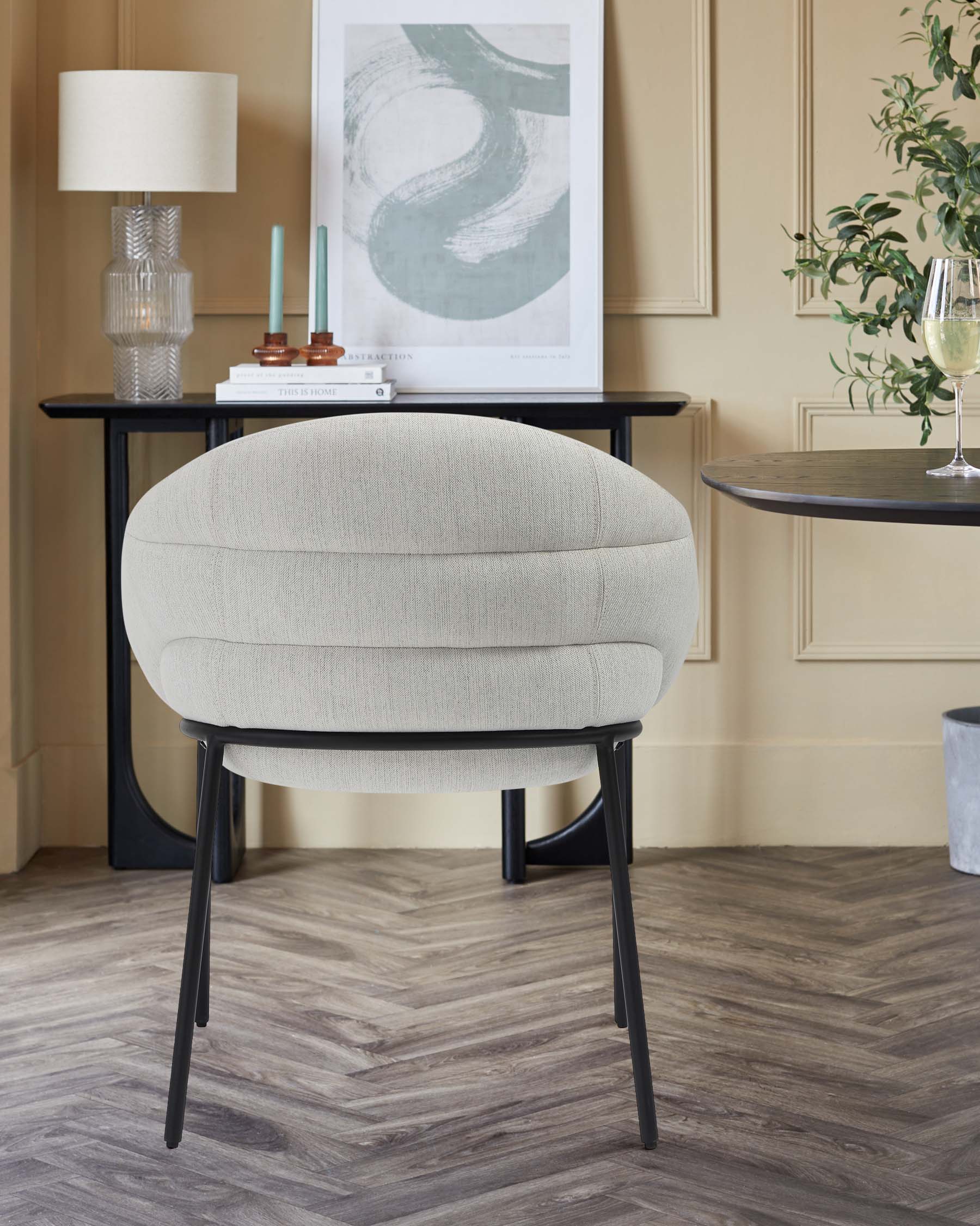 Phoebe ivory dual tone fabric dining chair - Image 6