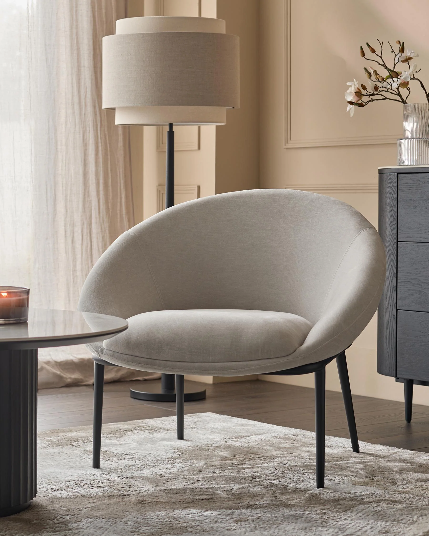 Phoebe grey fabric cocktail chair