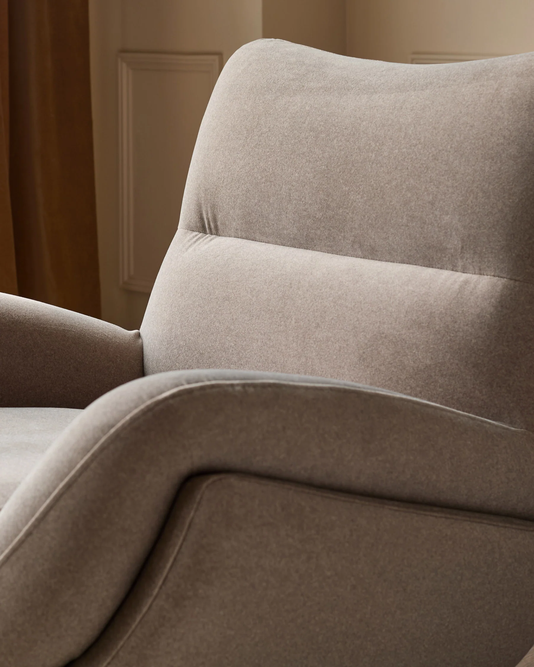 Piper mocha plush fabric occasional chair with footstool - Image 11