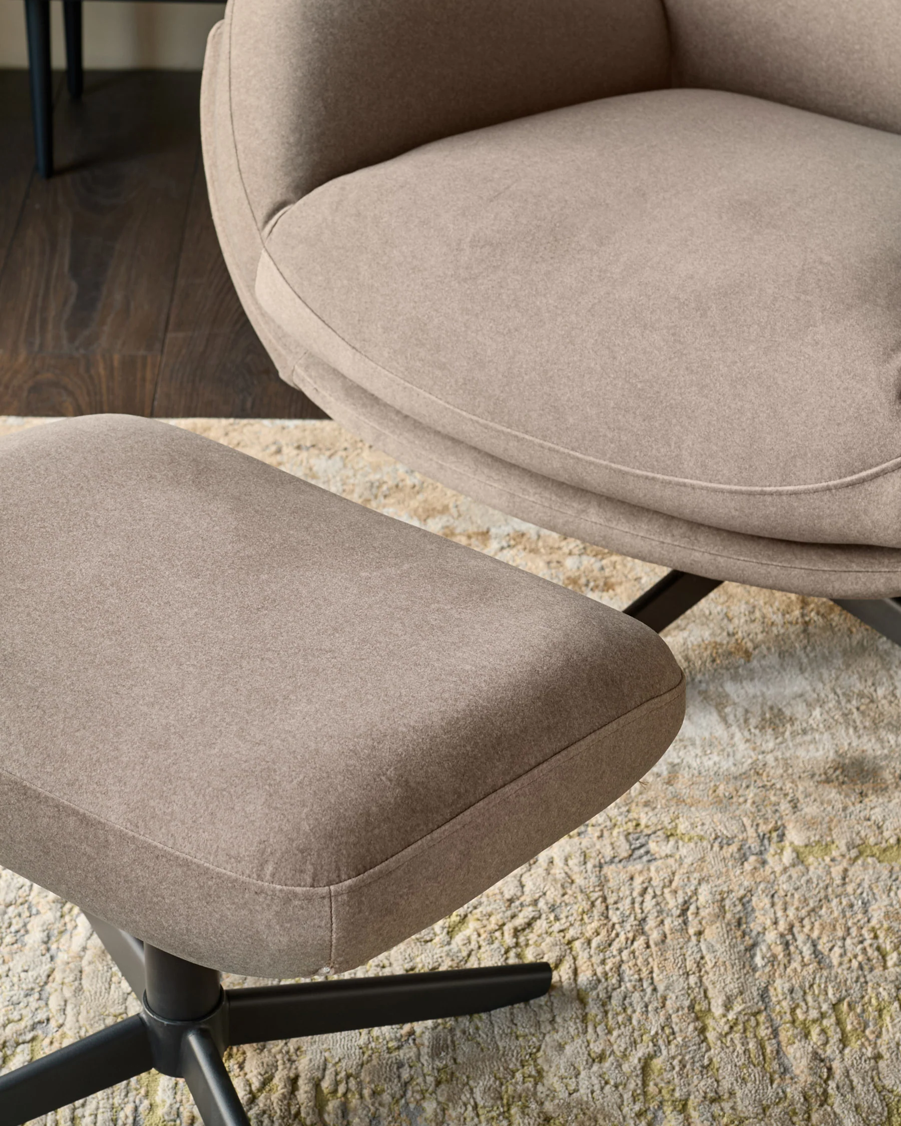 Piper mocha plush fabric occasional chair with footstool - Image 6