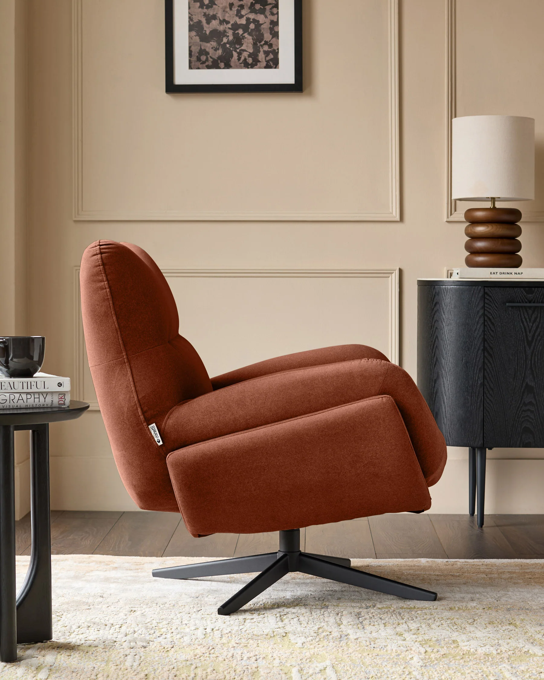 Piper toffee red fabric swivel accent chair - Image 4