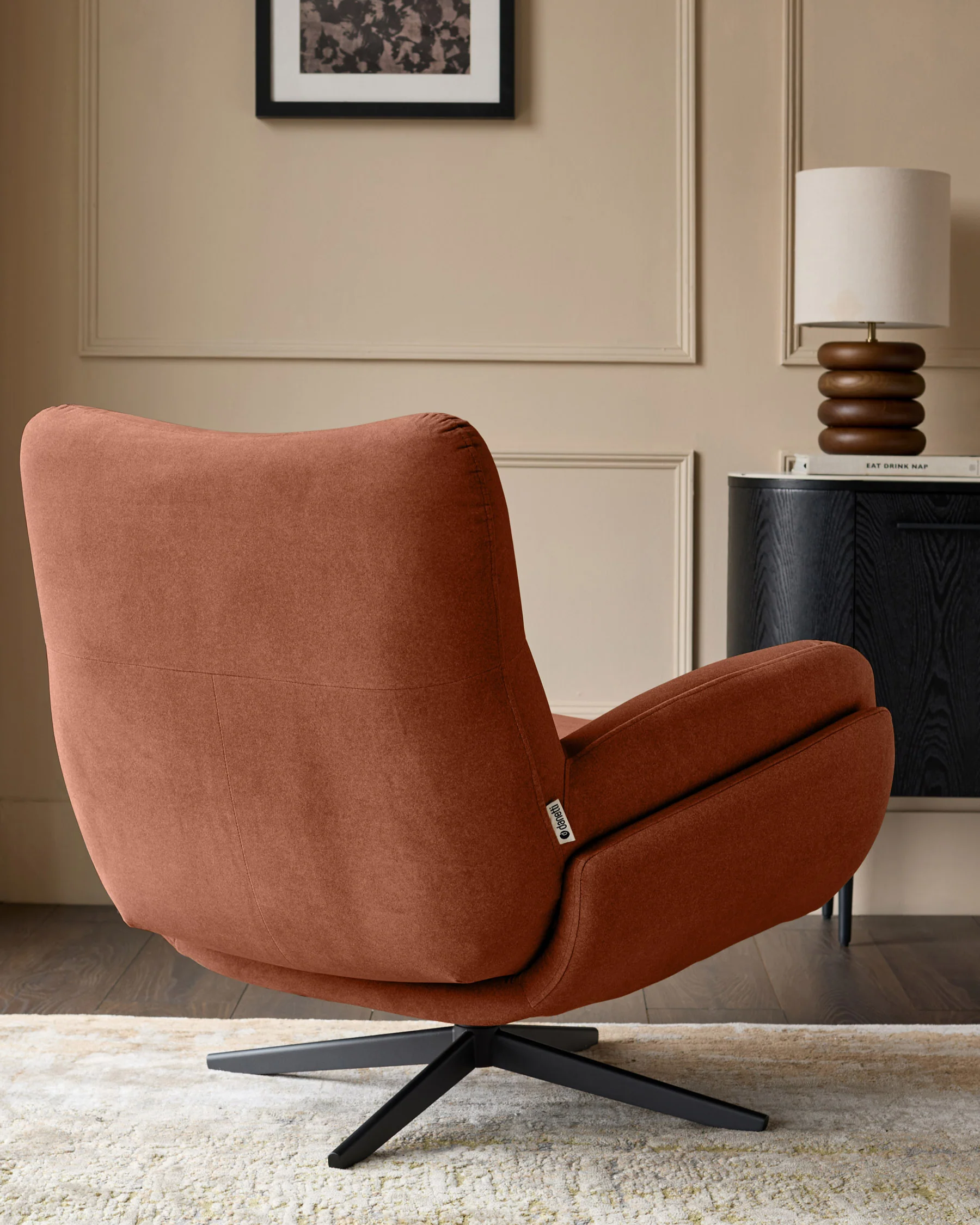 Piper toffee red fabric swivel accent chair - Image 7
