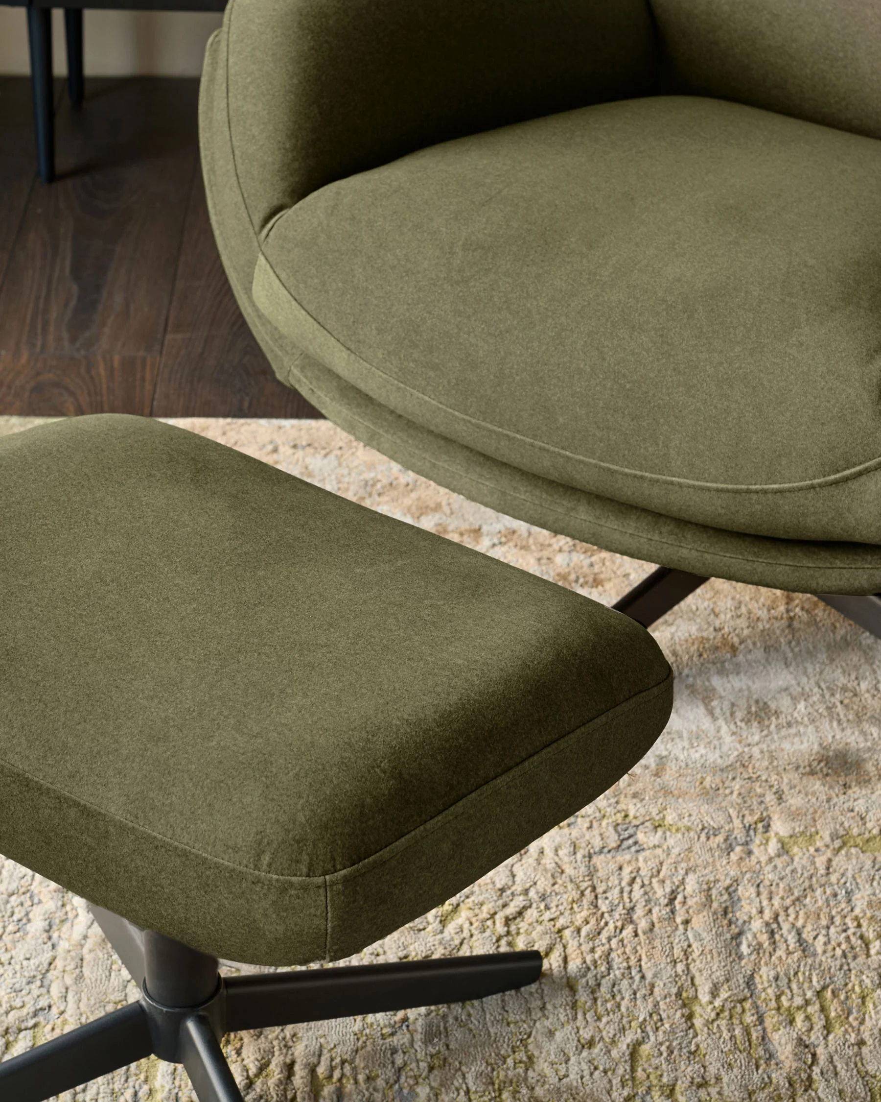 Piper olive green velvet swivel accent chair - Image 6