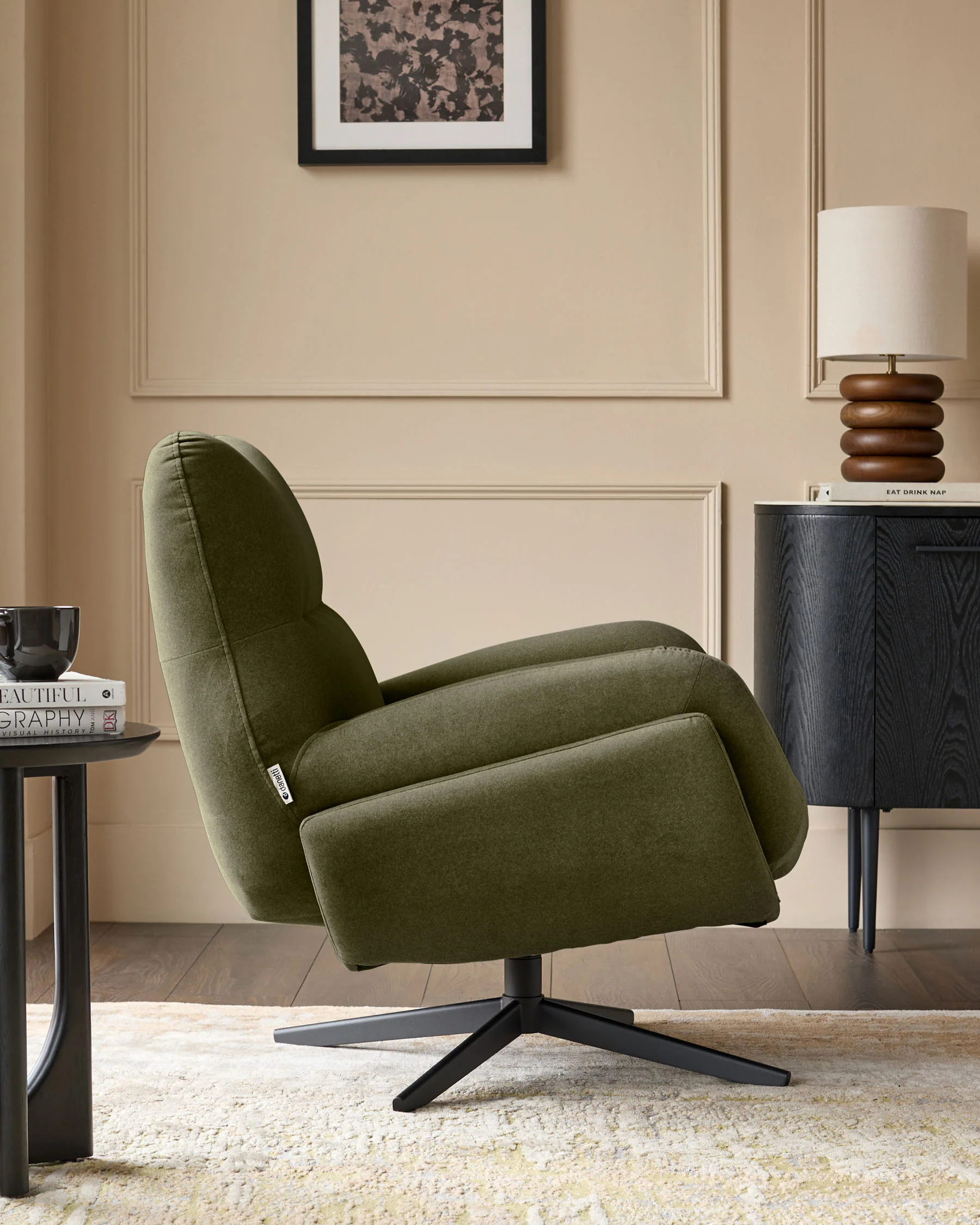Piper olive green velvet swivel accent chair - Image 7