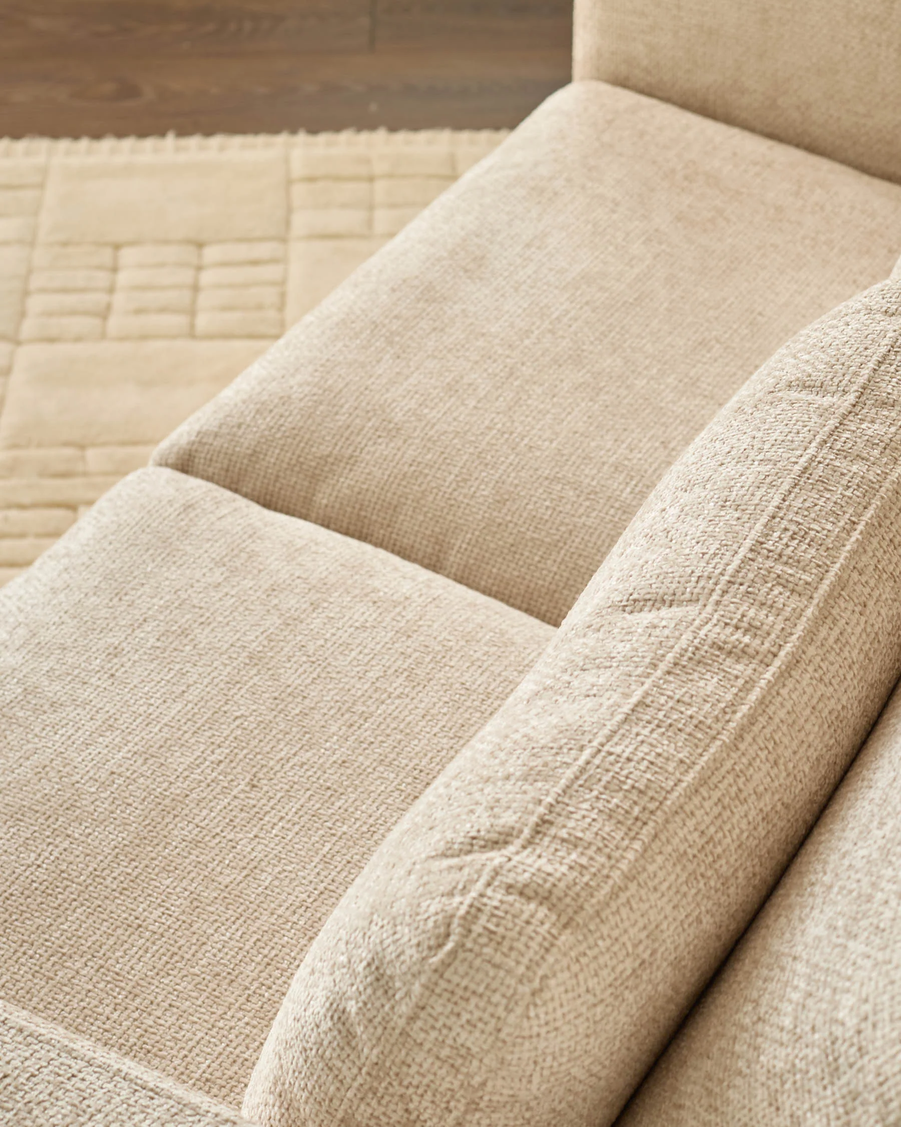Quinn natural fabric dark wood 2 seater sofa - Image 6