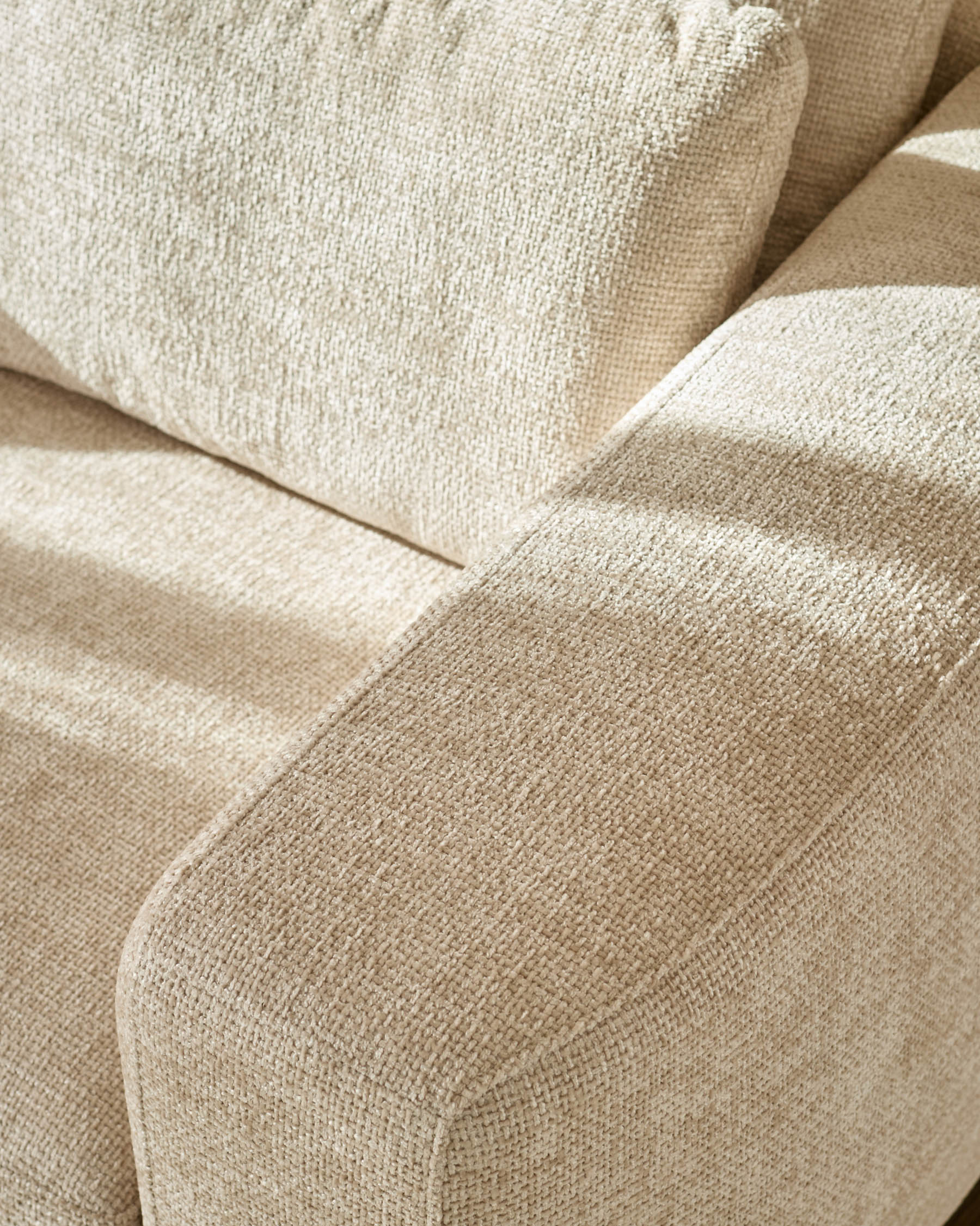 Quinn natural fabric dark wood 3 seater sofa - Image 6