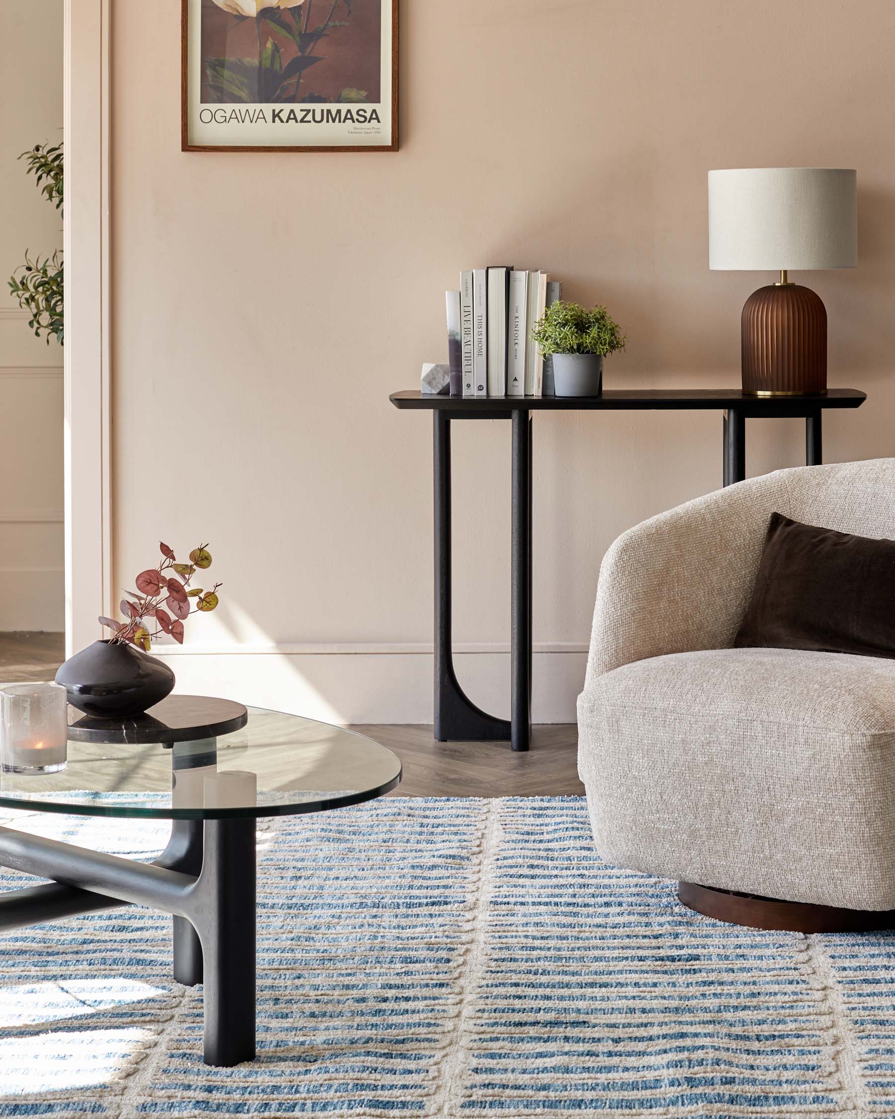 Raine cream and blue textured medium rug - Image 4