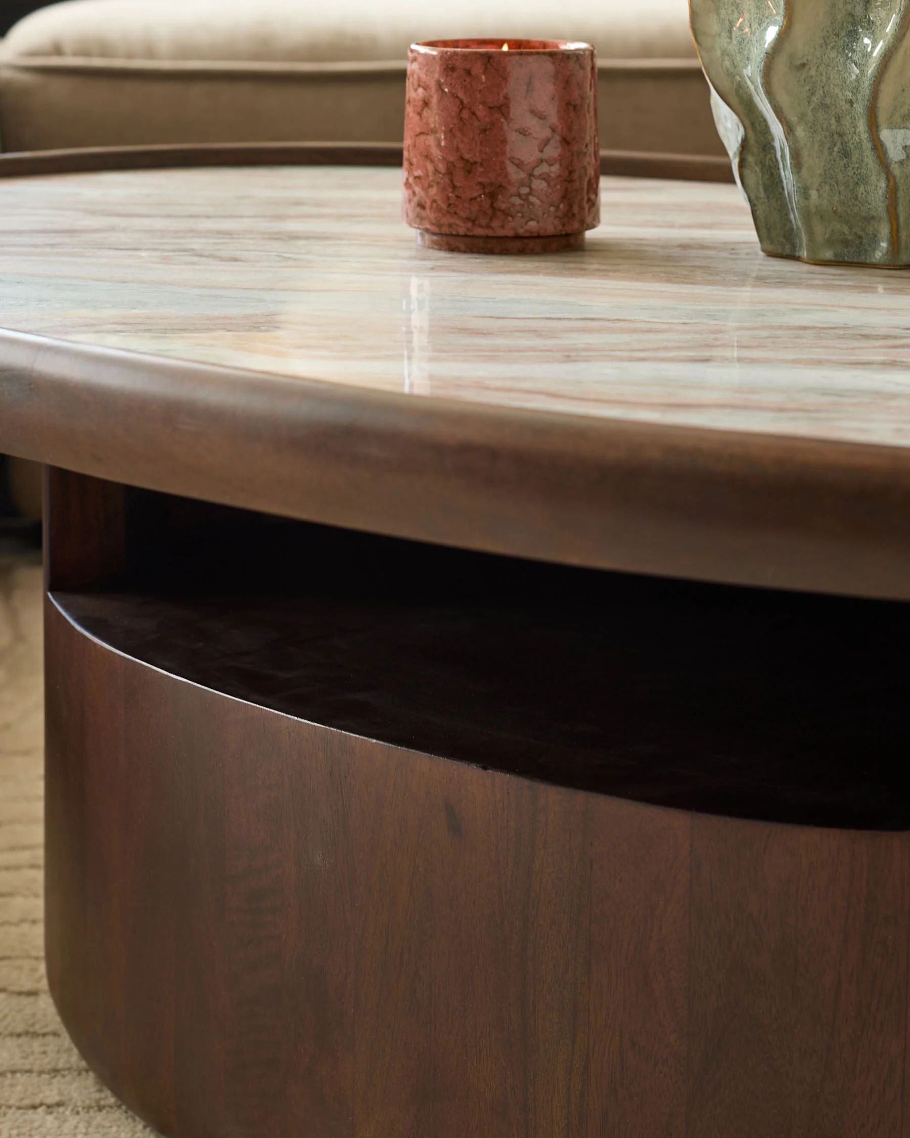 Rayna toronto marble dark wood coffee table - Image 5