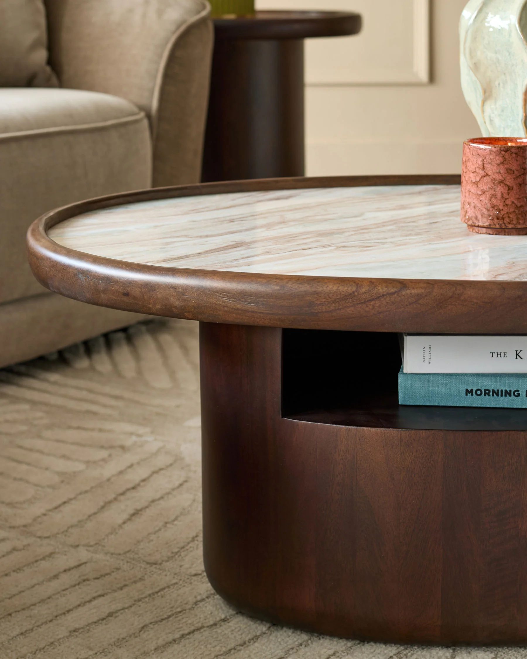 Rayna toronto marble dark wood coffee table - Image 7