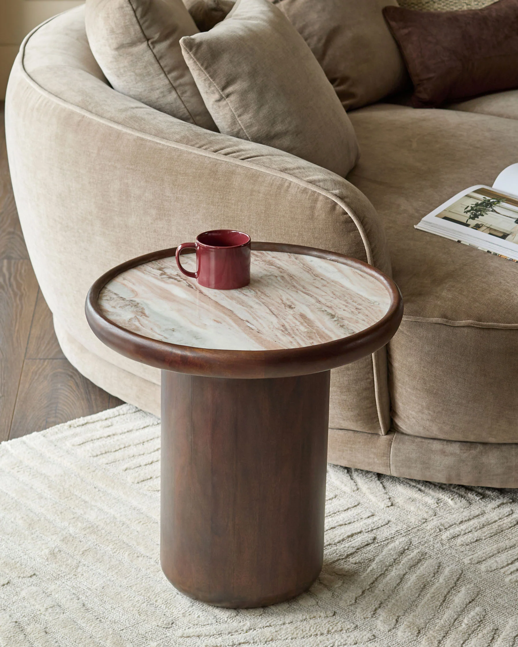 Rayna toronto marble dark wood side table - Image 4