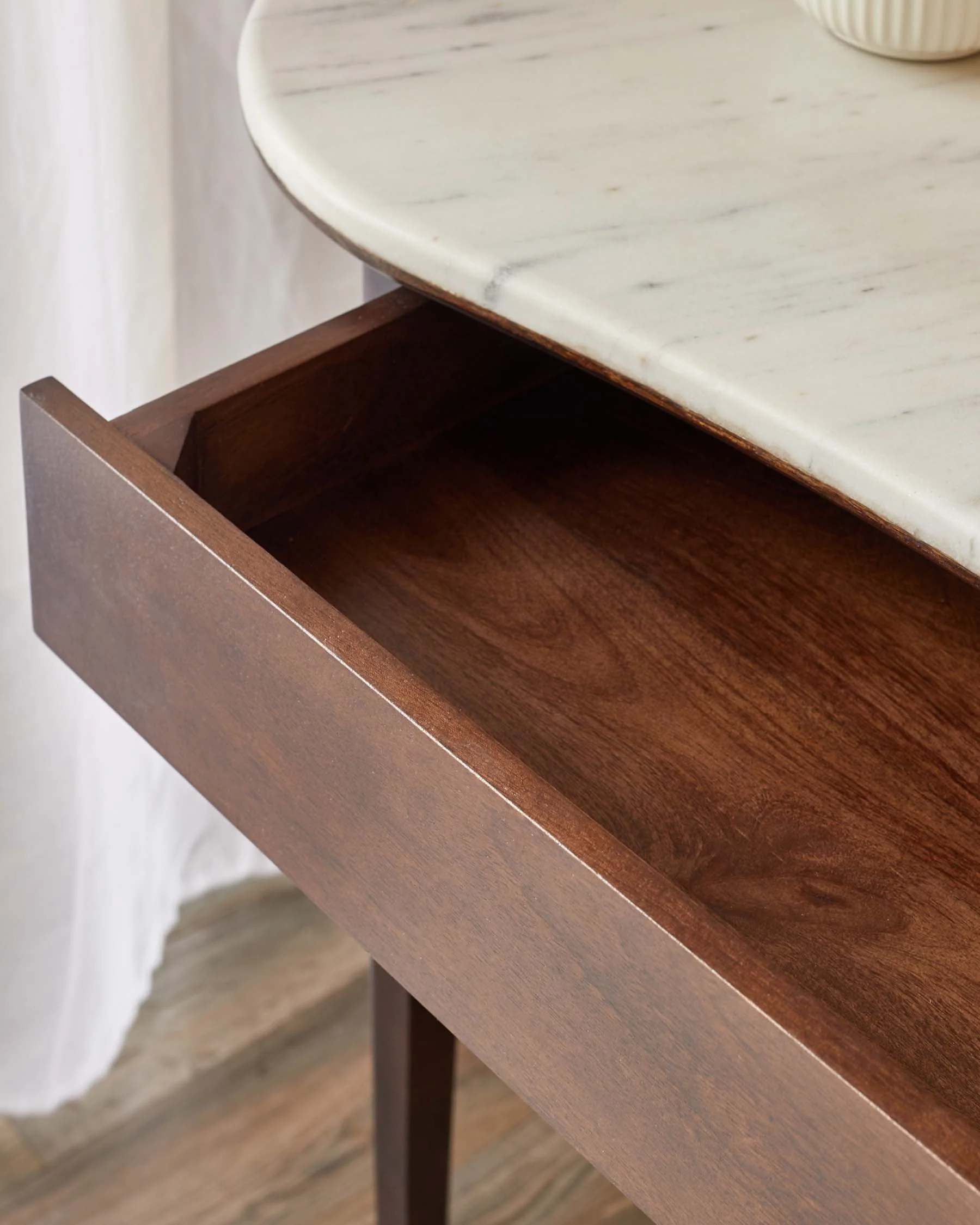 Reagan dark mango wood marble top dressing table - Image 4
