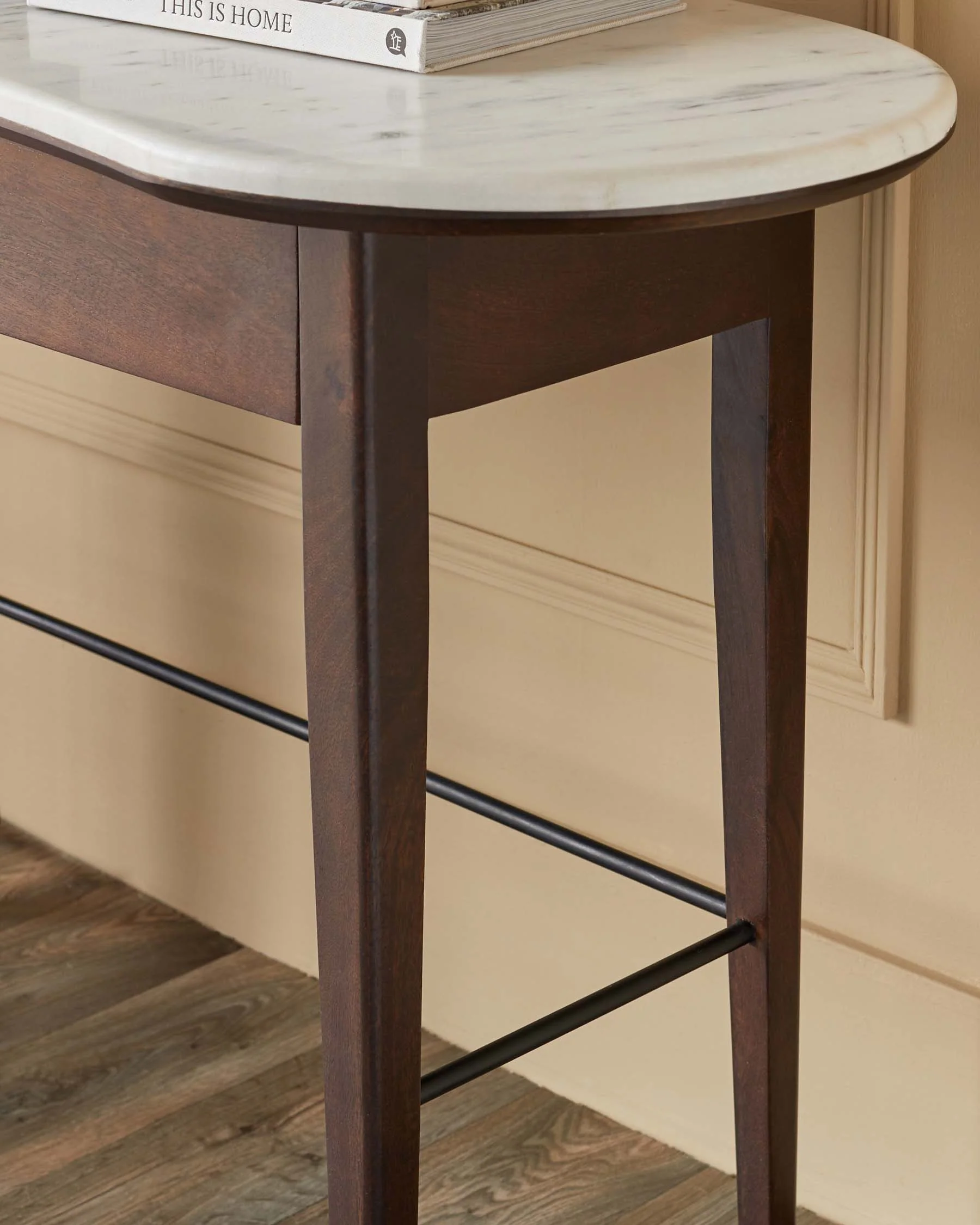 Reagan dark mango wood marble top dressing table - Image 5