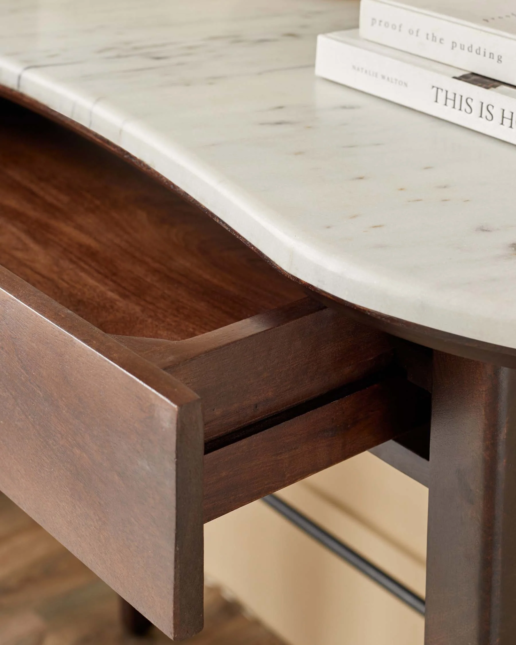 Reagan dark mango wood marble top dressing table - Image 6