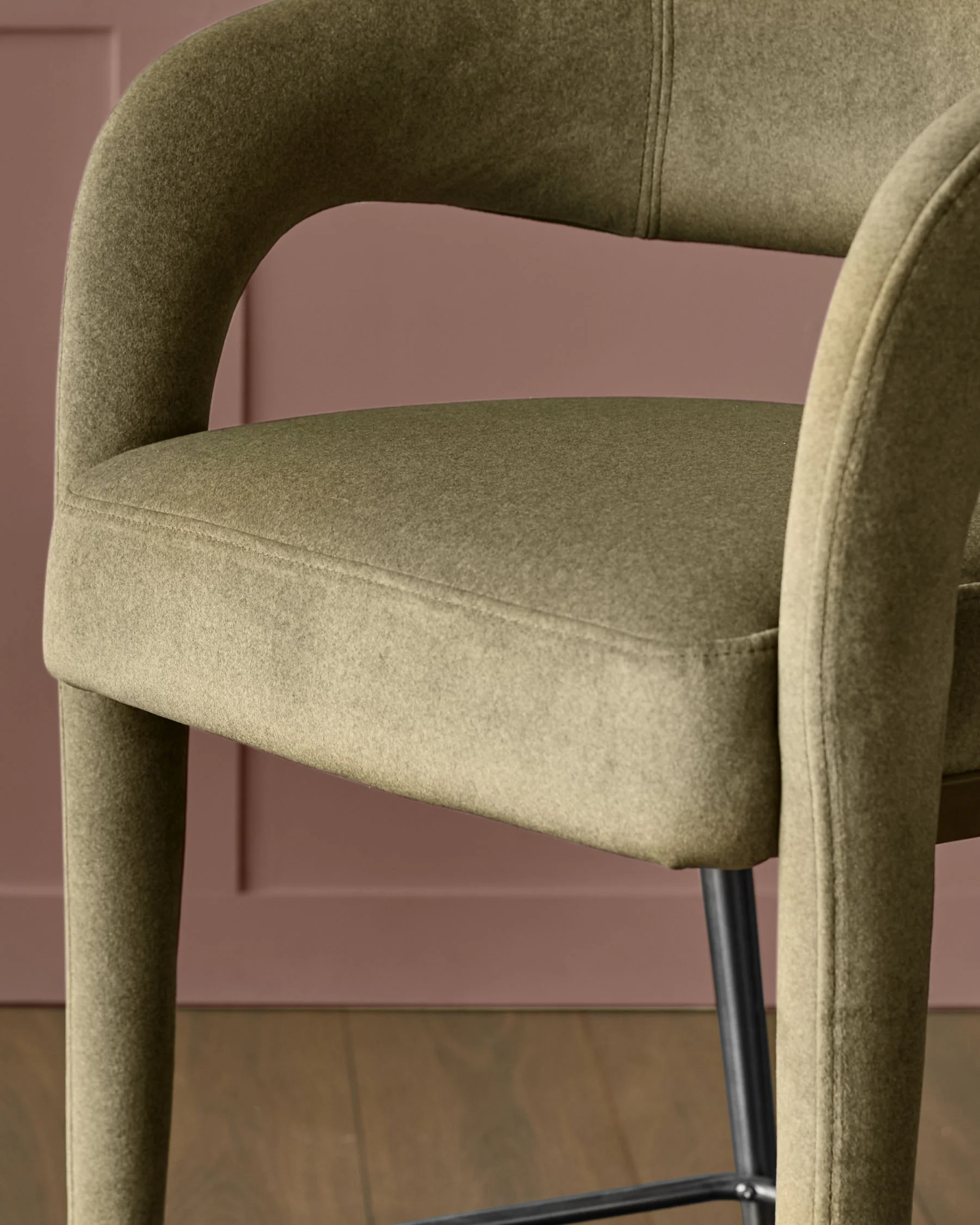 Rhett olive green fabric bar stool - Image 4