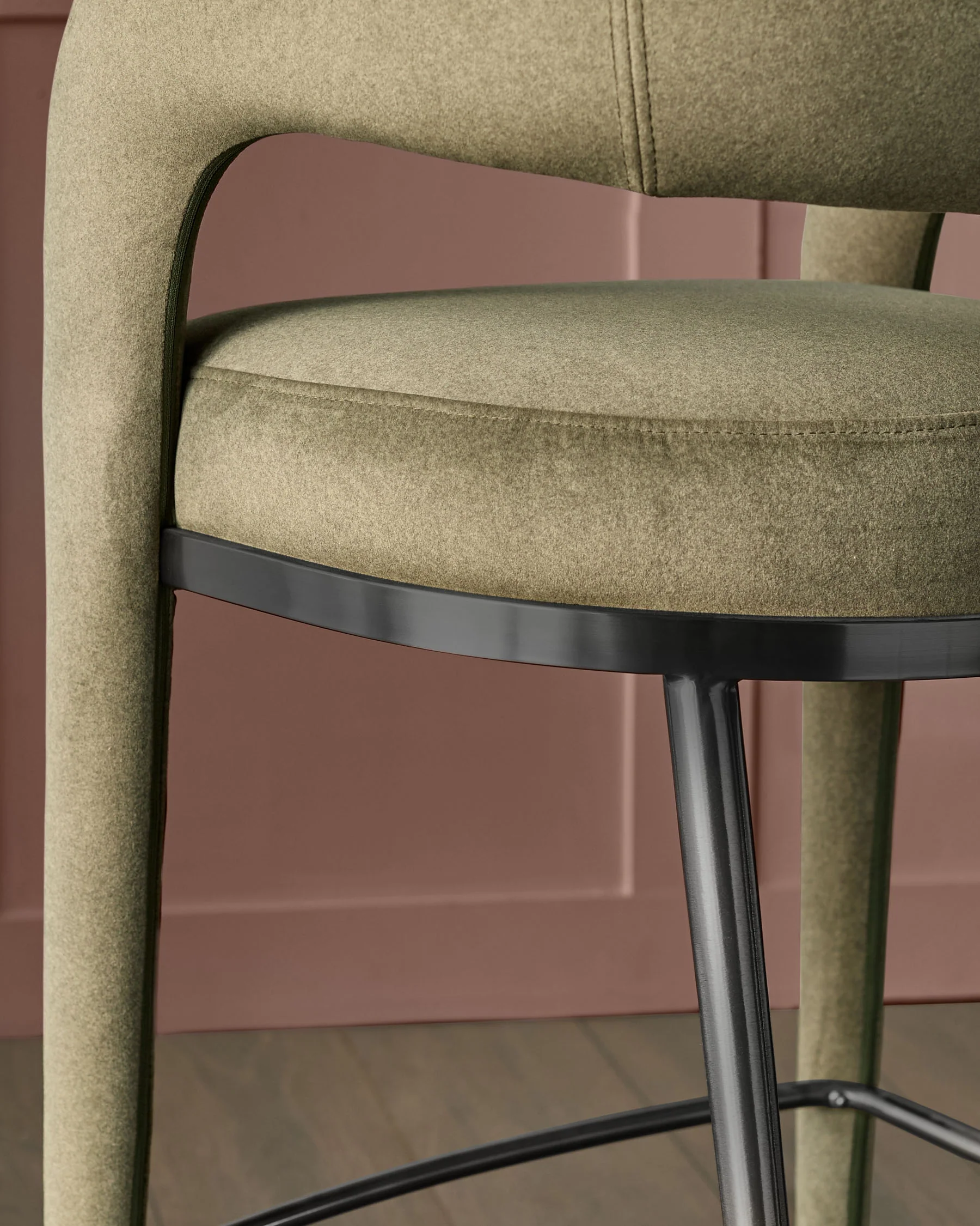 Rhett olive green fabric bar stool - Image 5