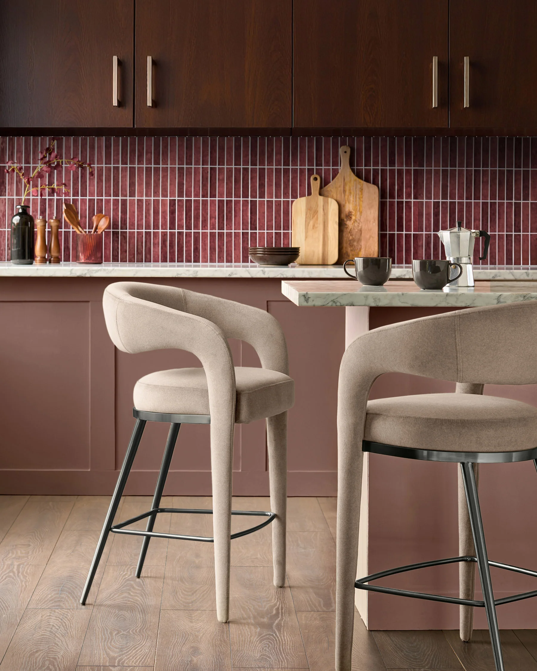 Rhett champagne velvet bar stool - Image 2