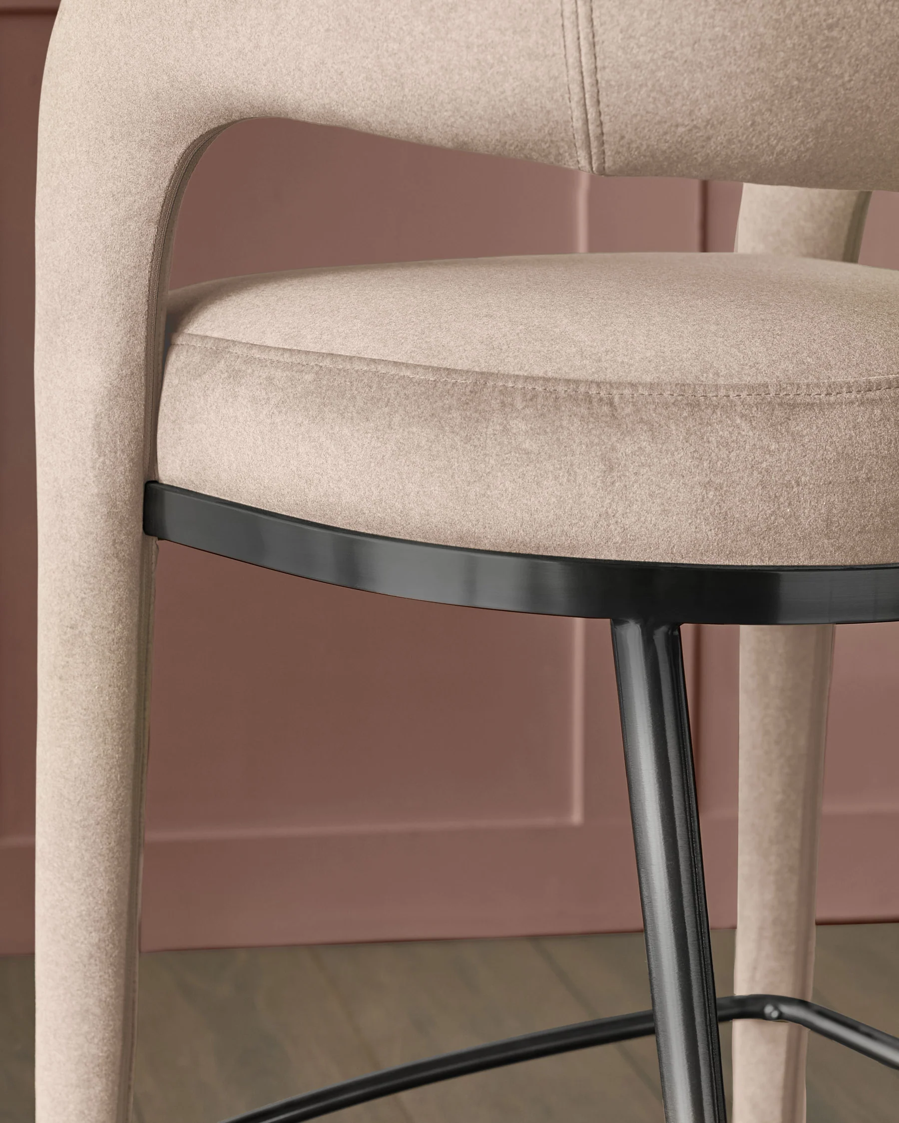Rhett champagne velvet bar stool - Image 7