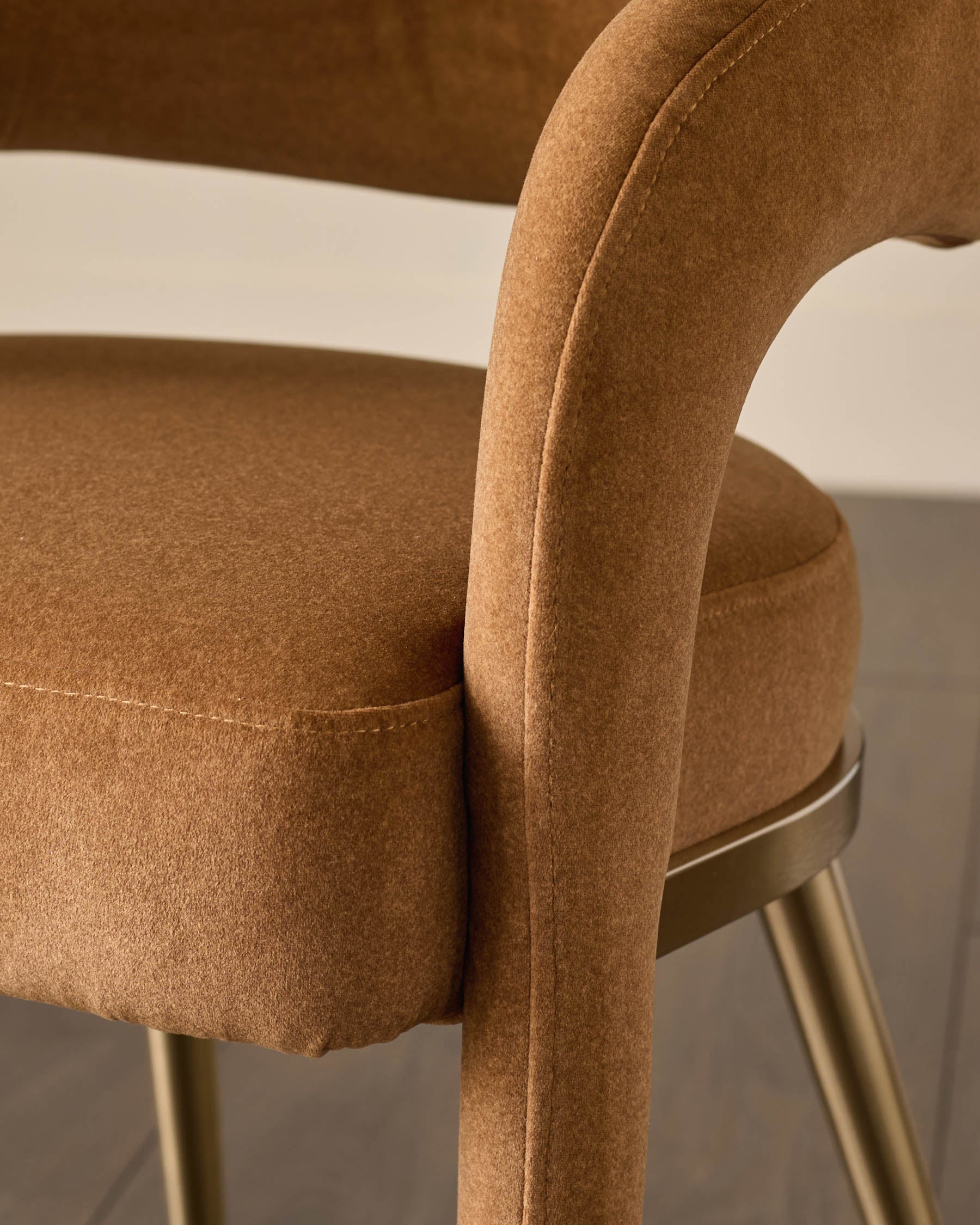 Rhett caramel plush fabric dining chair - Image 5