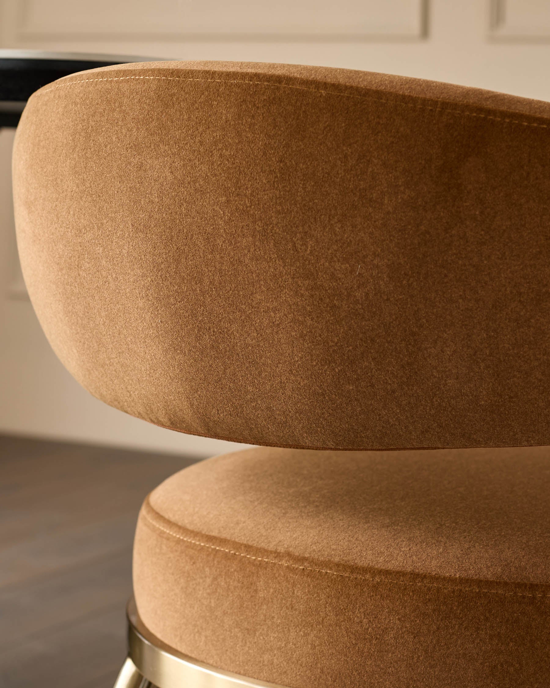 Rhett caramel plush fabric dining chair - Image 8